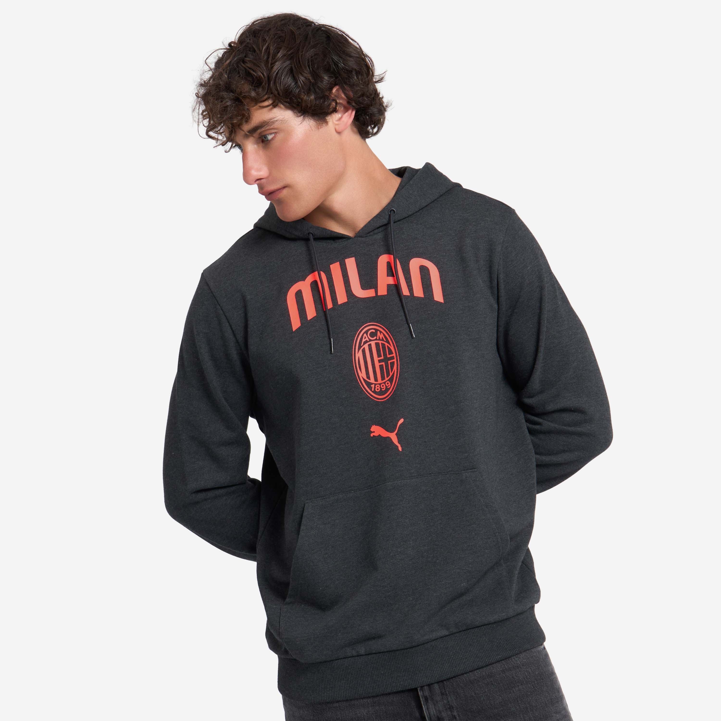 AC Milan Culture felpa cappuccio uomo grigia cotone