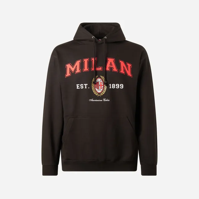 AC Milan College felpa cappuccio uomo nera cotone