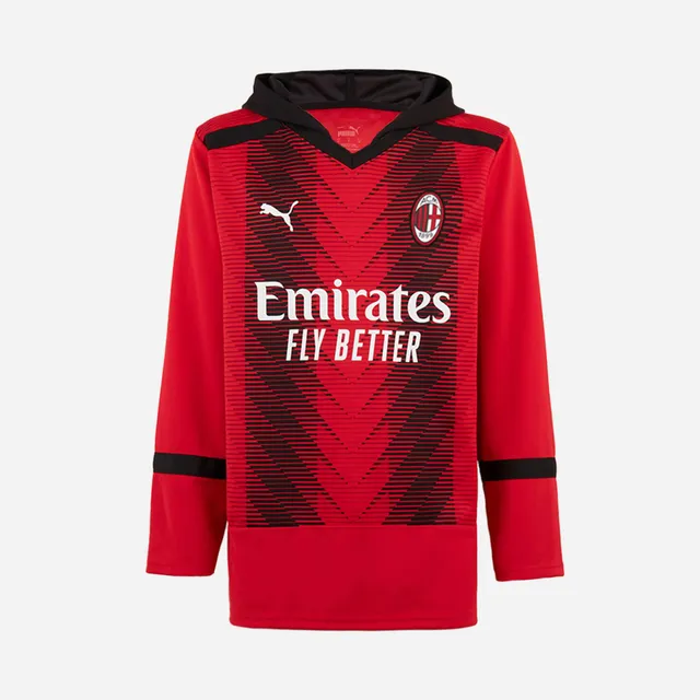 AC Milan Felpa Uomo Oversize Cappuccio Manica Lunga Nera