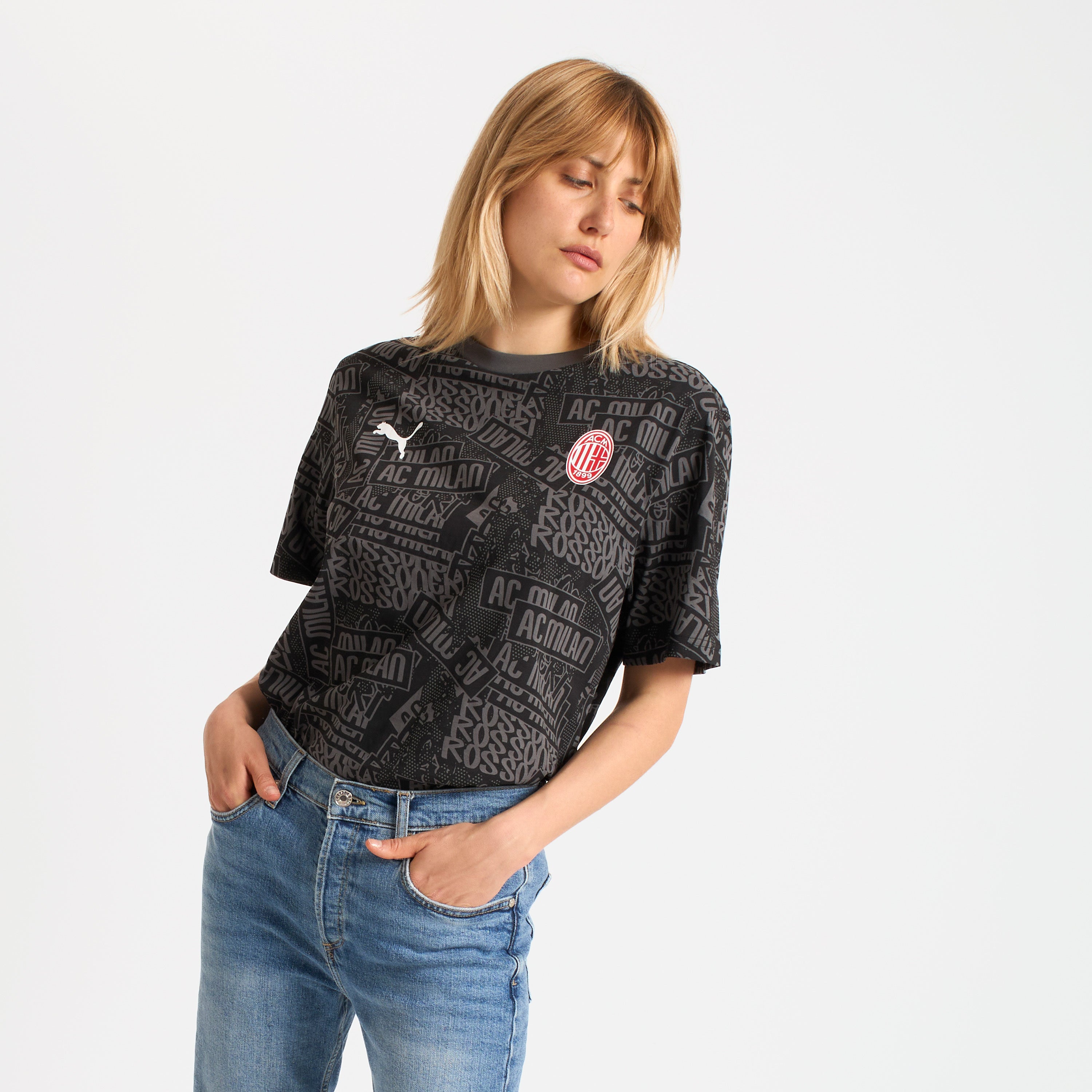 AC Milan Culture T-Shirt Nera Grafica Cotone Taglia M