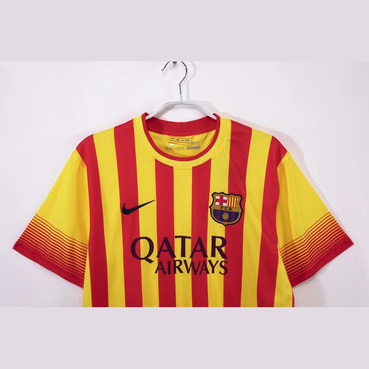 Barcellona 2013/14 seconda maglia retro senyera righe giallorosse
