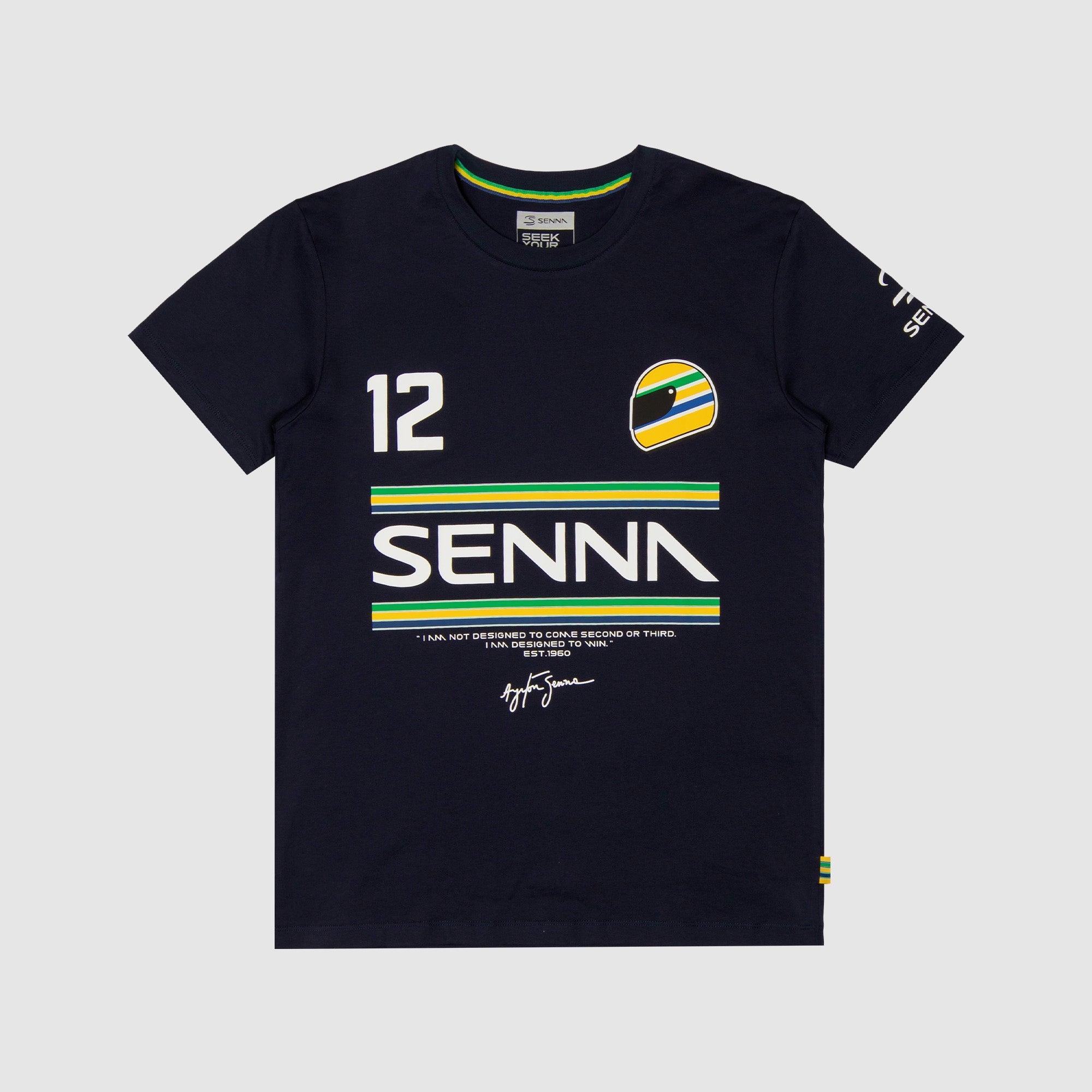 Senna Legacy 12 Stripe Tee Maglietta Cotone Logo Manica