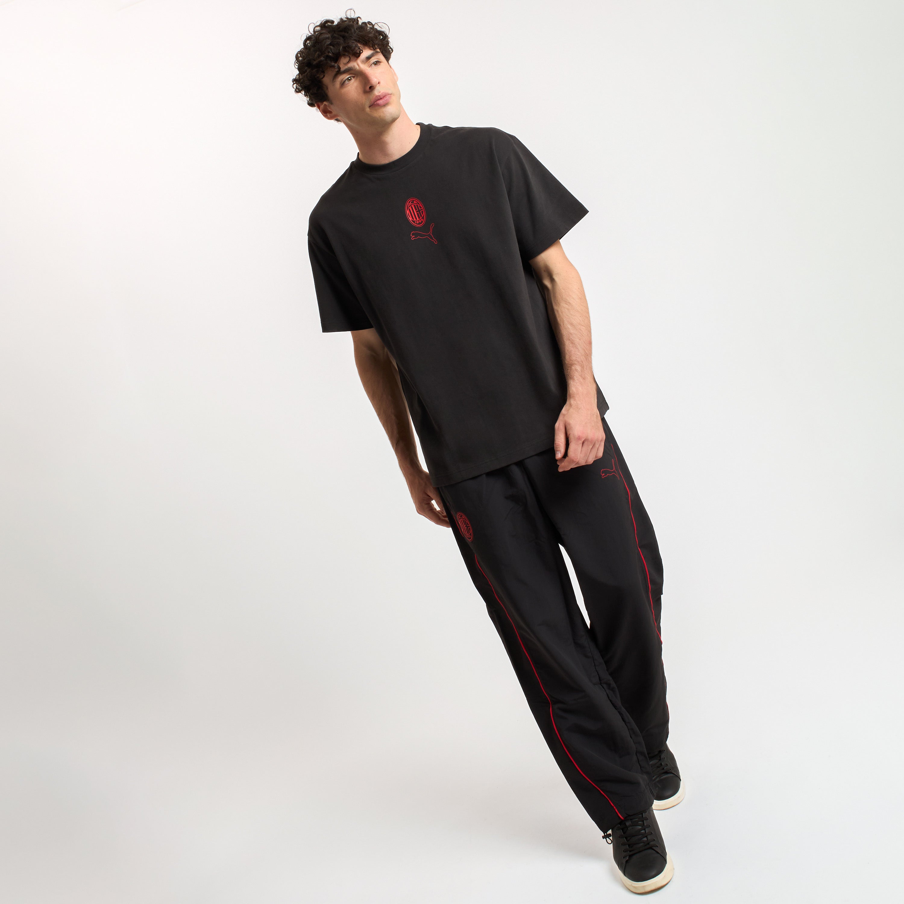 AC Milan Football Statement maglietta nera oversize cotone