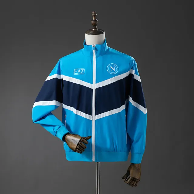 Napoli 2025/26 Giacca Antivento Azzurra con V Blu