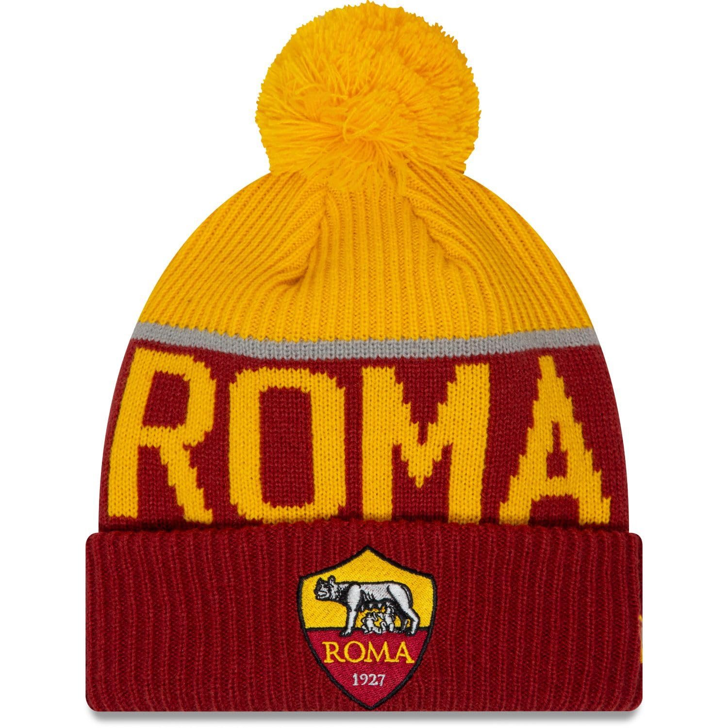 Roma Fanshop Crest Red cuff beanie cappello rosso