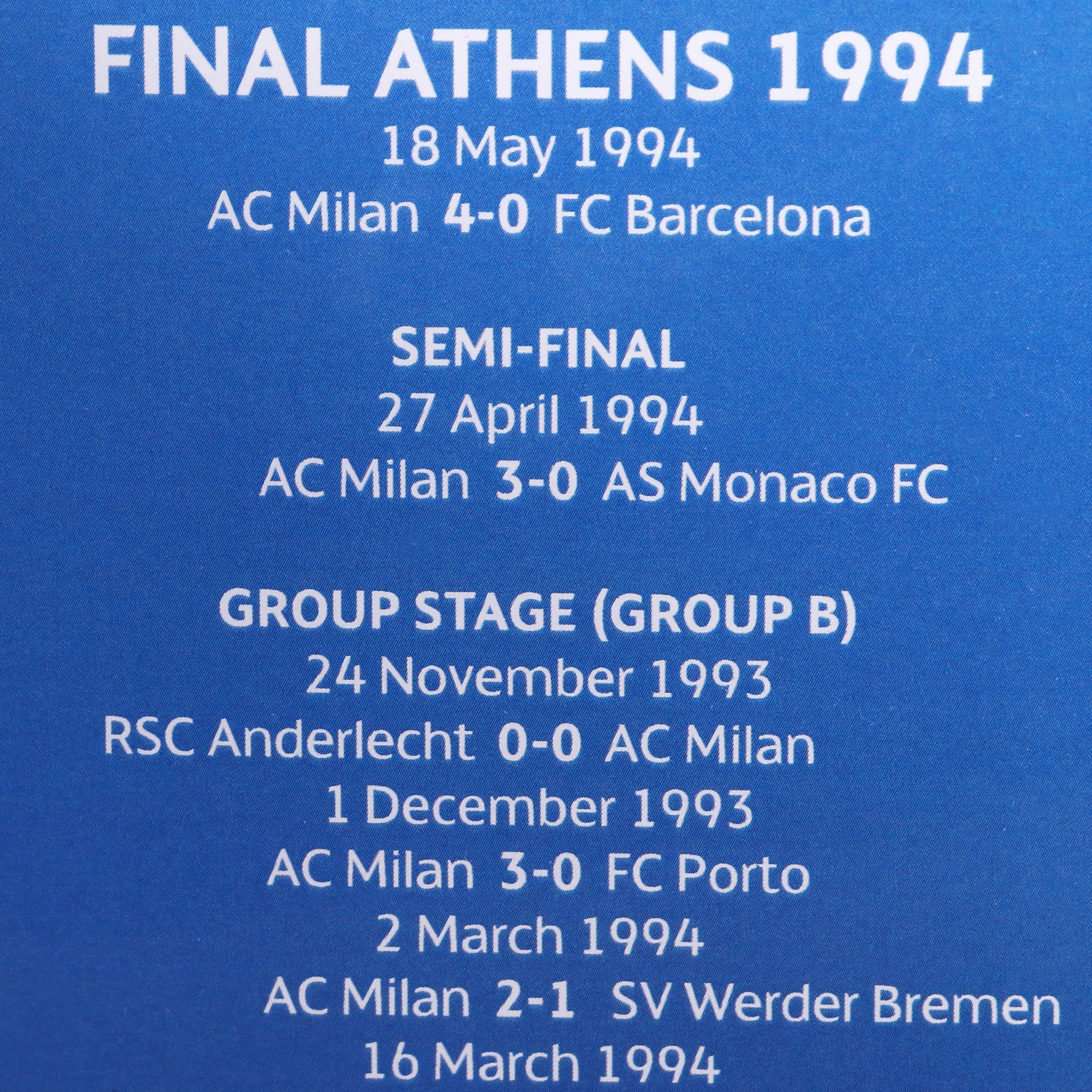 AC Milan Souvenir Le Livre Ouvert Locandina 150mm 1994