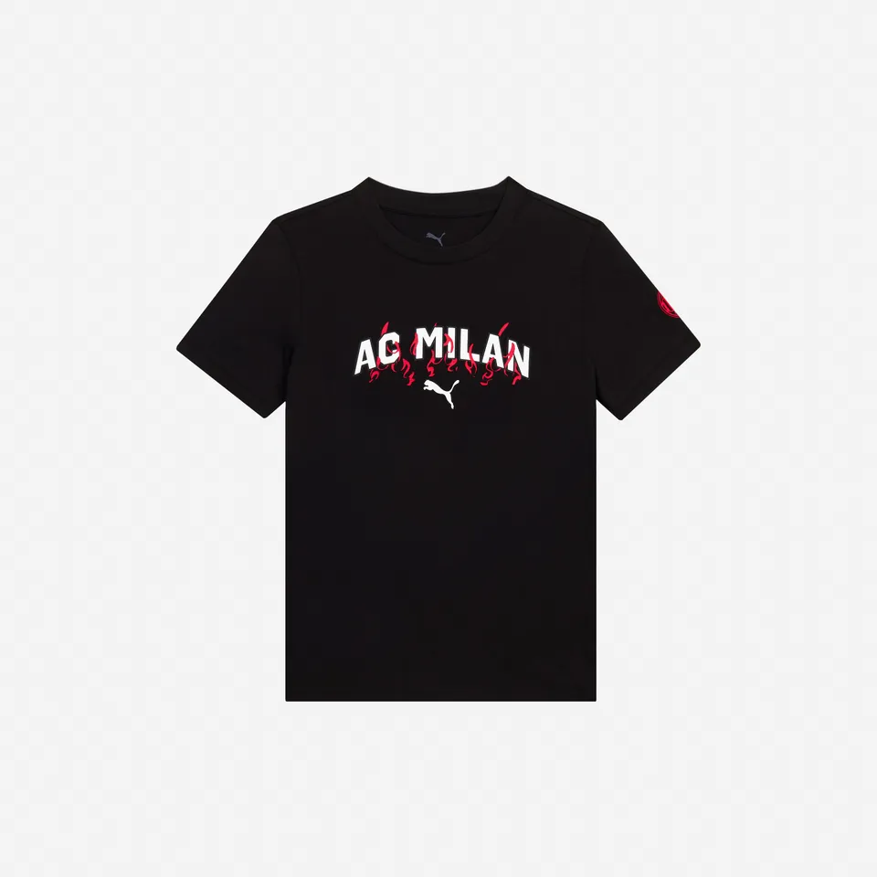 AC Milan Culture t-shirt bimbo nera cotone 6-16 anni