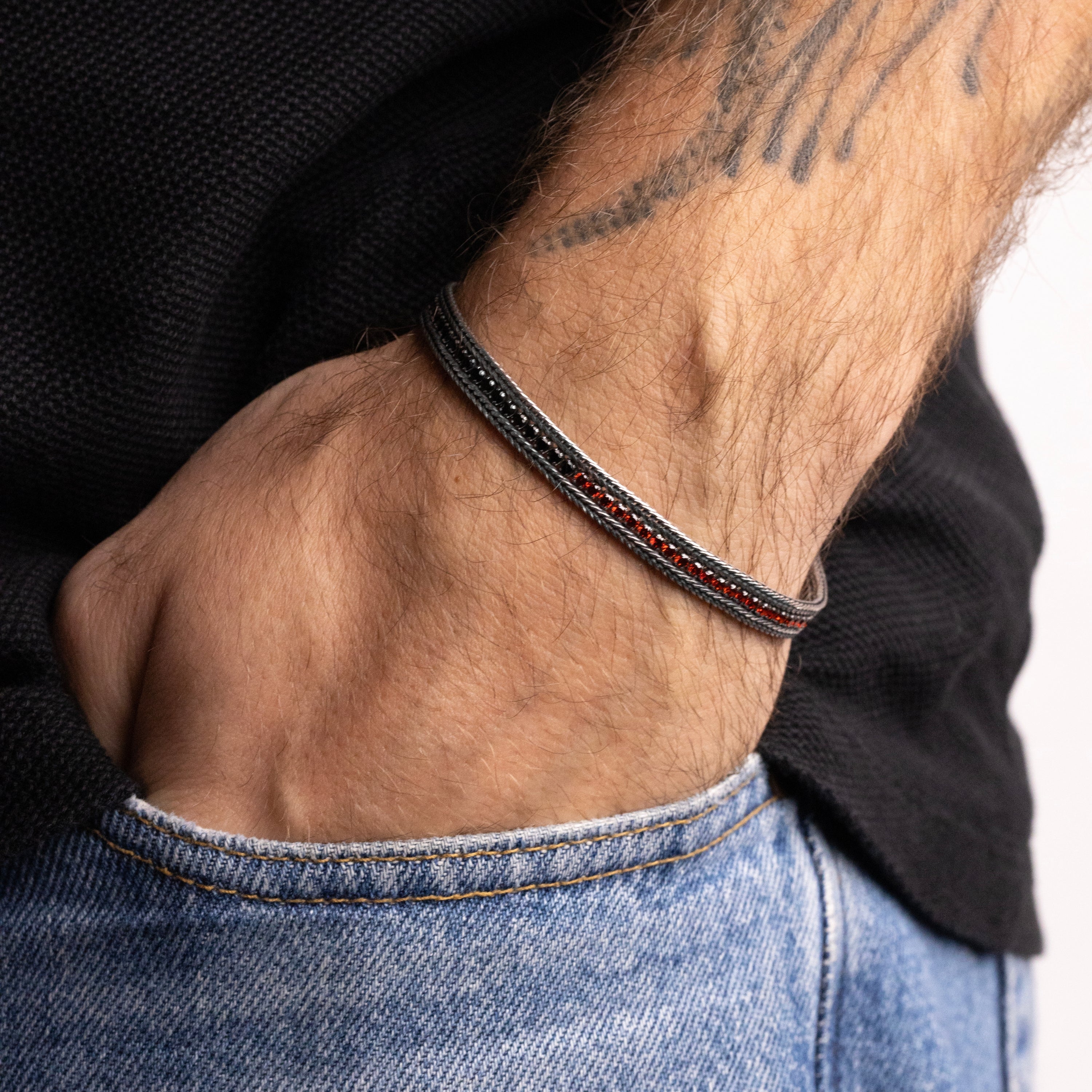 Nove25 x Milan bracciale tennis argento 18 cm zirconi