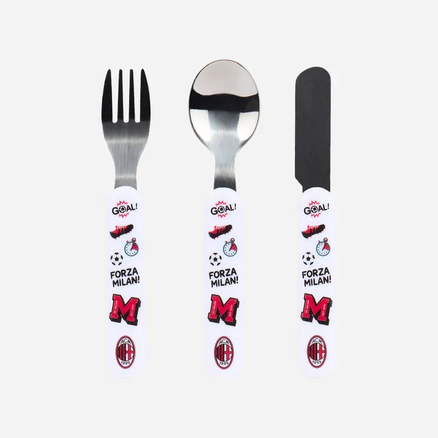 AC Milan set posate bimbo 3 pezzi acciaio