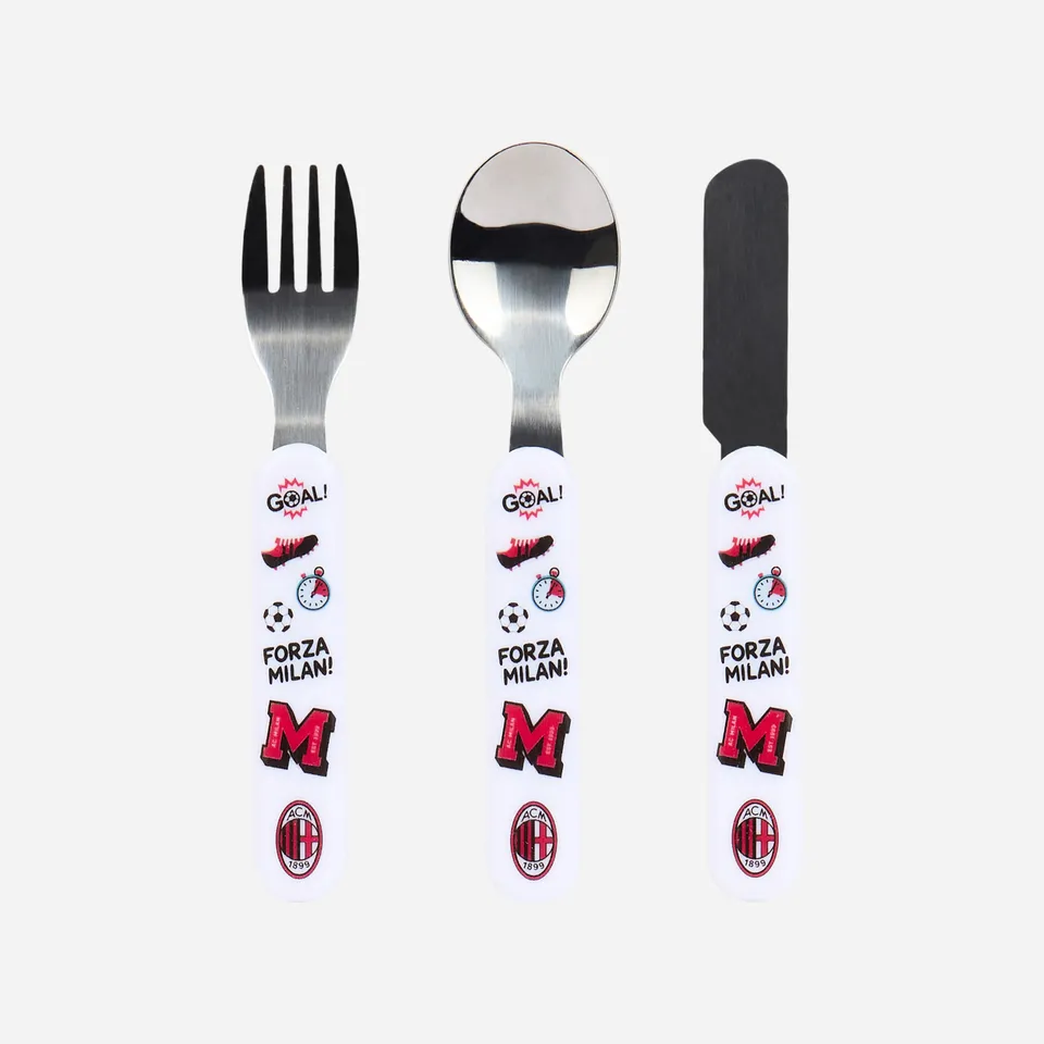 AC Milan set posate bimbo 3 pezzi acciaio