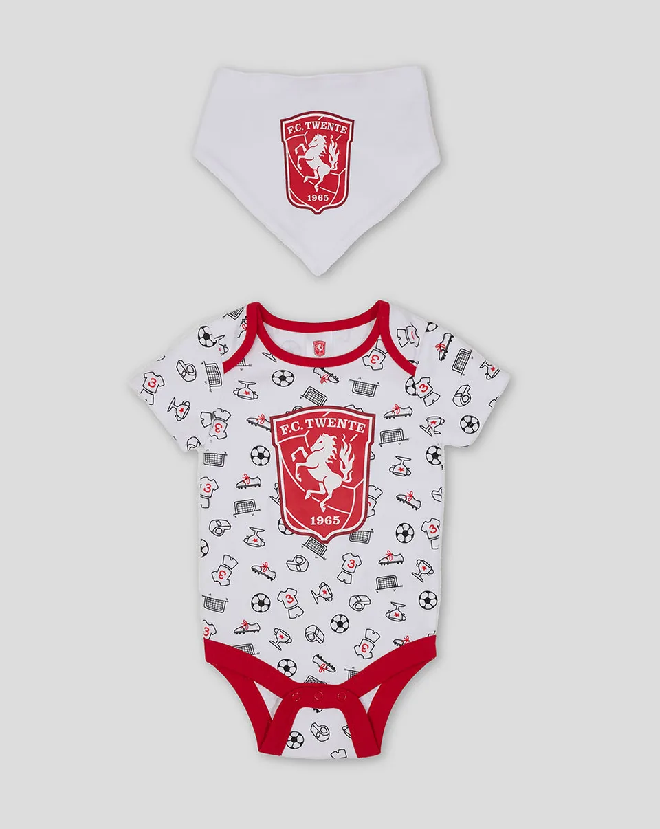 FC Twente Kinderen baby set vest+bavaglino bianco/rosso