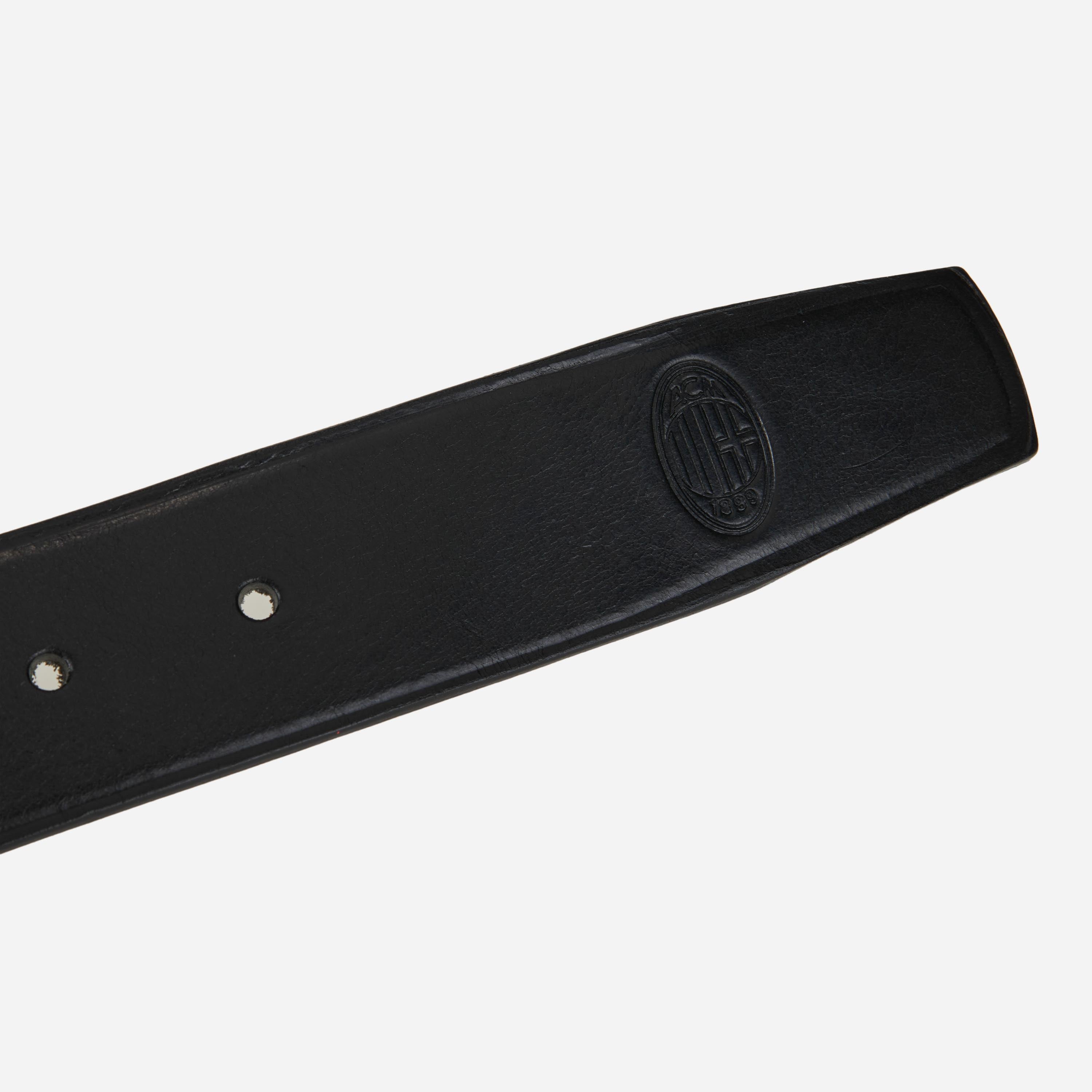 AC Milan Classic cintura pelle uomo nera con logo