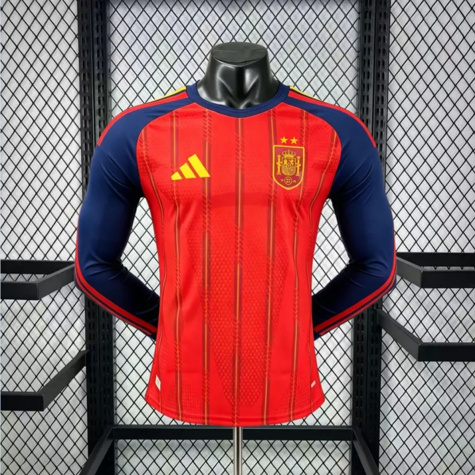 Spagna Prima Maglia Mondiale 2026 maglia calcio Player manica lunga