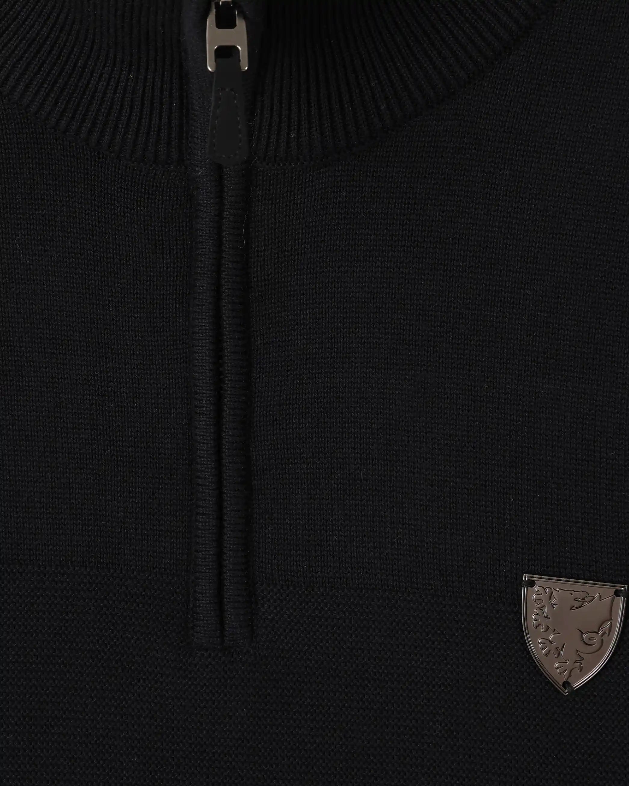 Wales Fanwear 1876 Knitted felpa 1/4 zip nera
