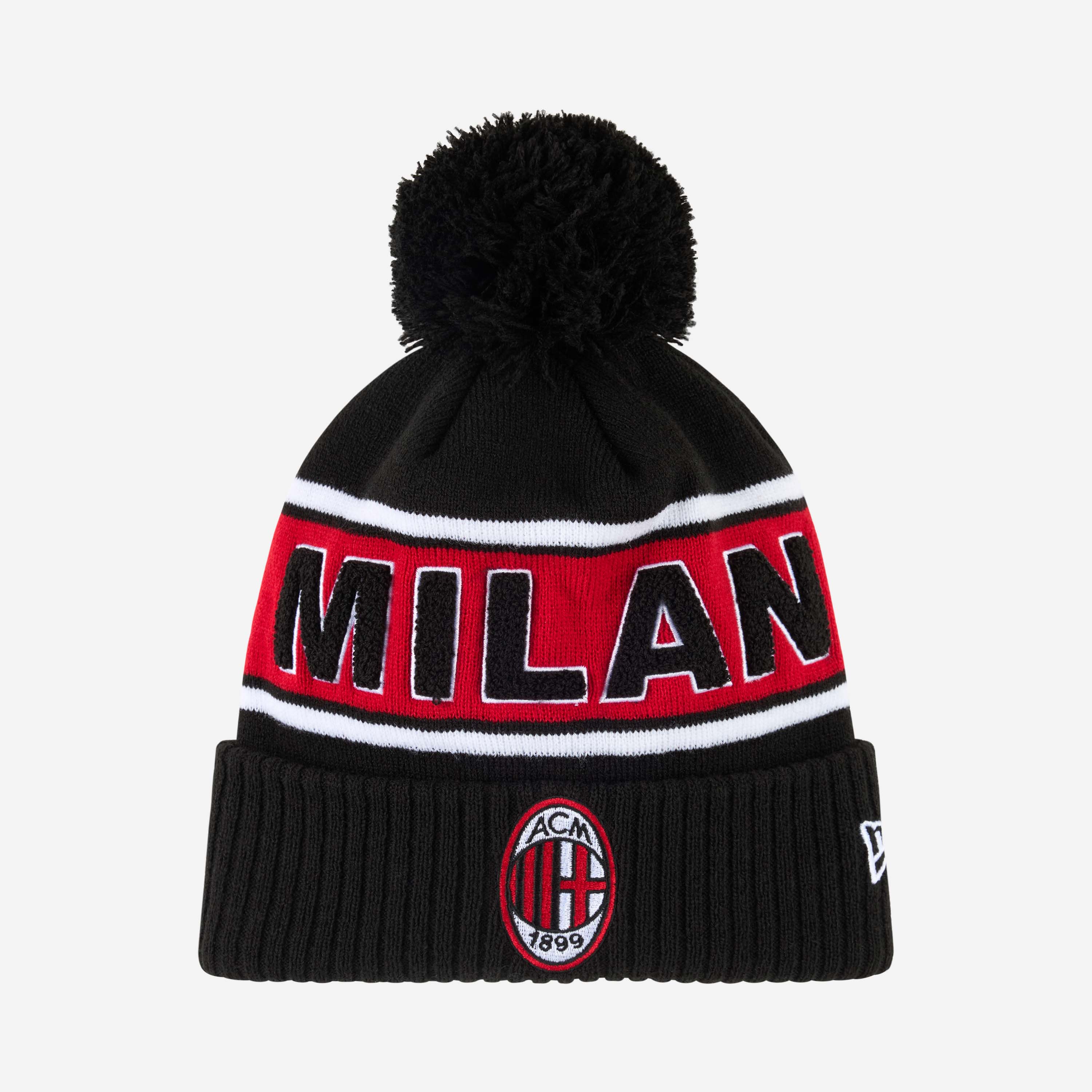 AC Milan New Era berretto pom-pom nero acrilico