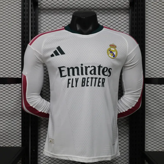 Real Madrid 2026/27 prima maglia maniche lunghe player Bianca