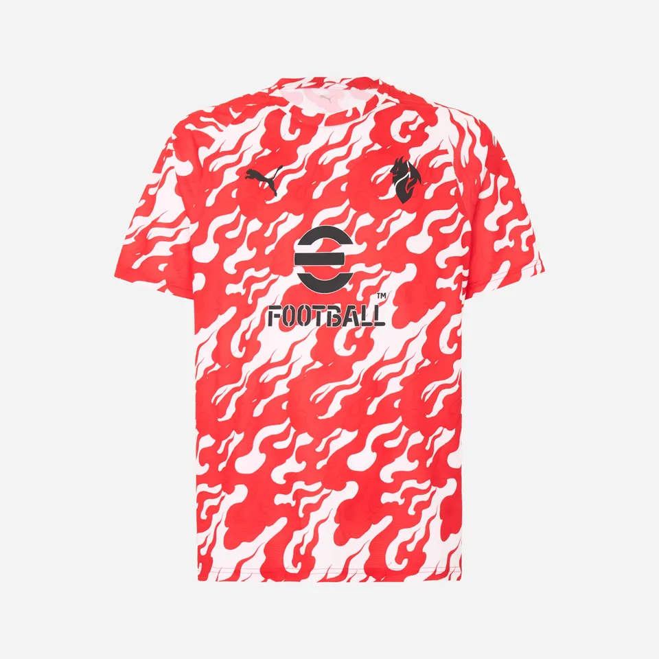 AC Milan Allenamento Prematch 2025/26 maglia rosso bianco traspirante
