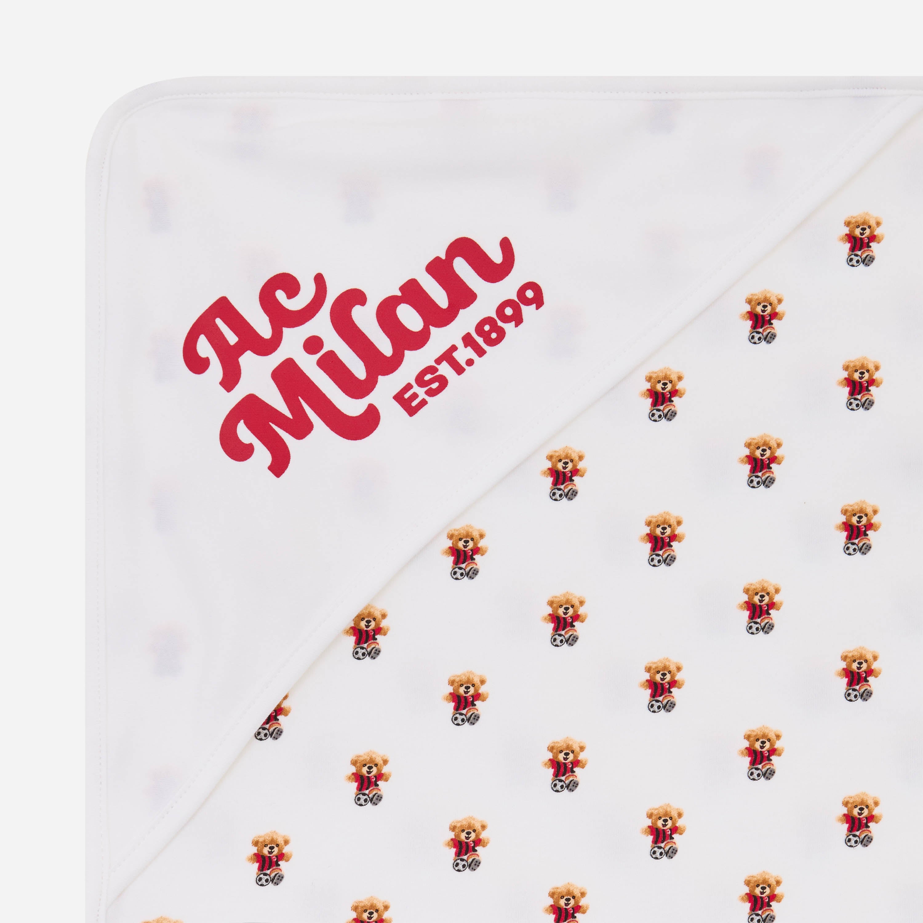 AC Milan Newborn telo cappuccio cotone bianco 70x70