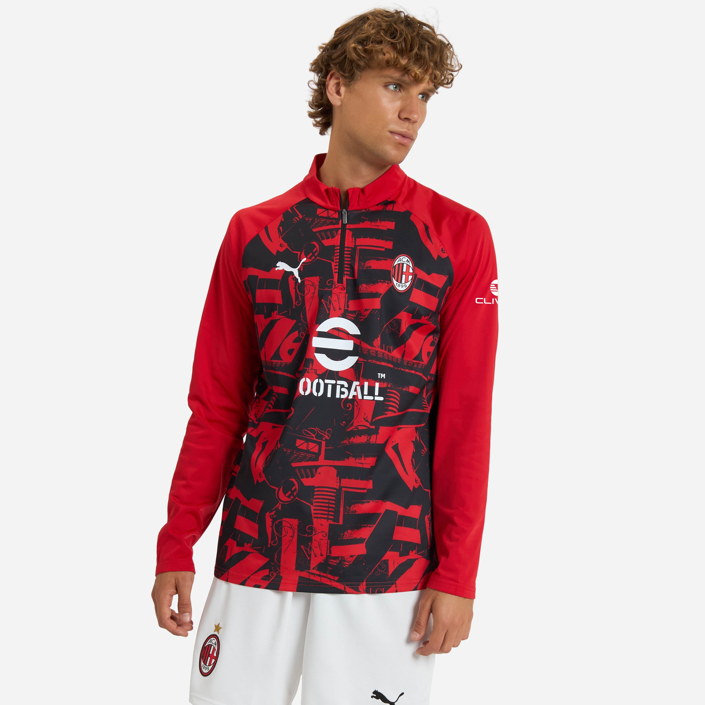 AC Milan Allenamento Milan Prematch 2026/27 top 1/4 zip rosso nero