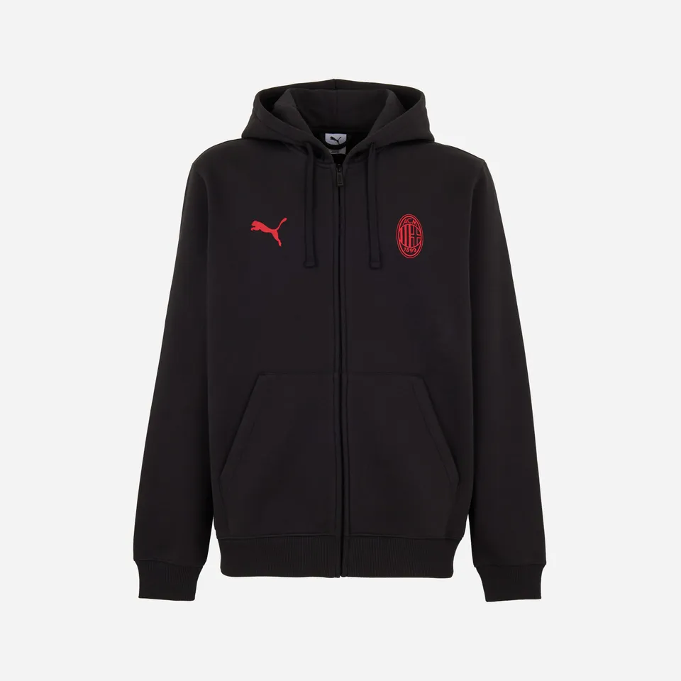 AC Milan Essential Collection Felpa con Zip Nera Uomo Cotone