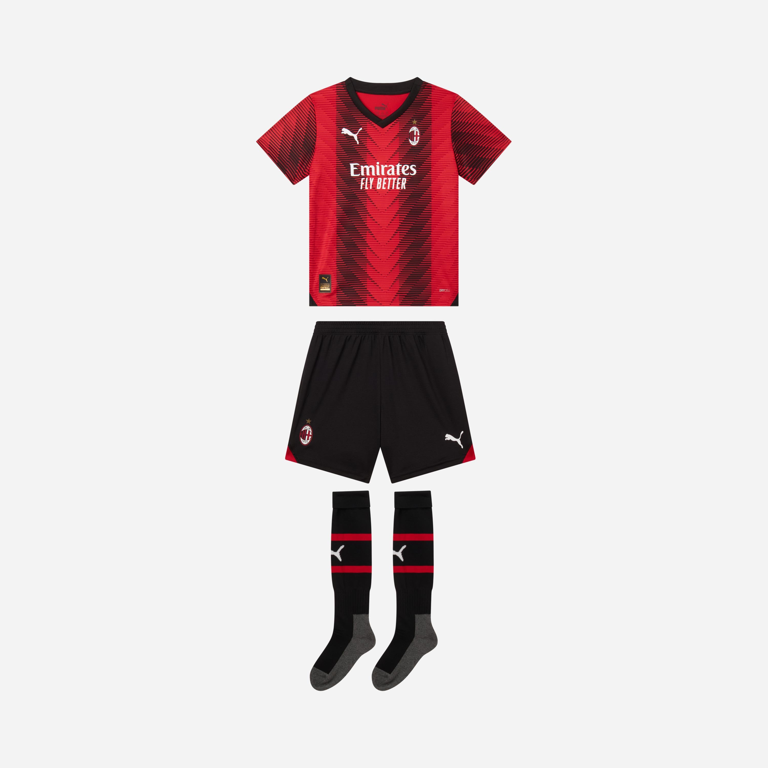 AC Milan Home 2023/24 Mini Kit maglia bambino rosso nero