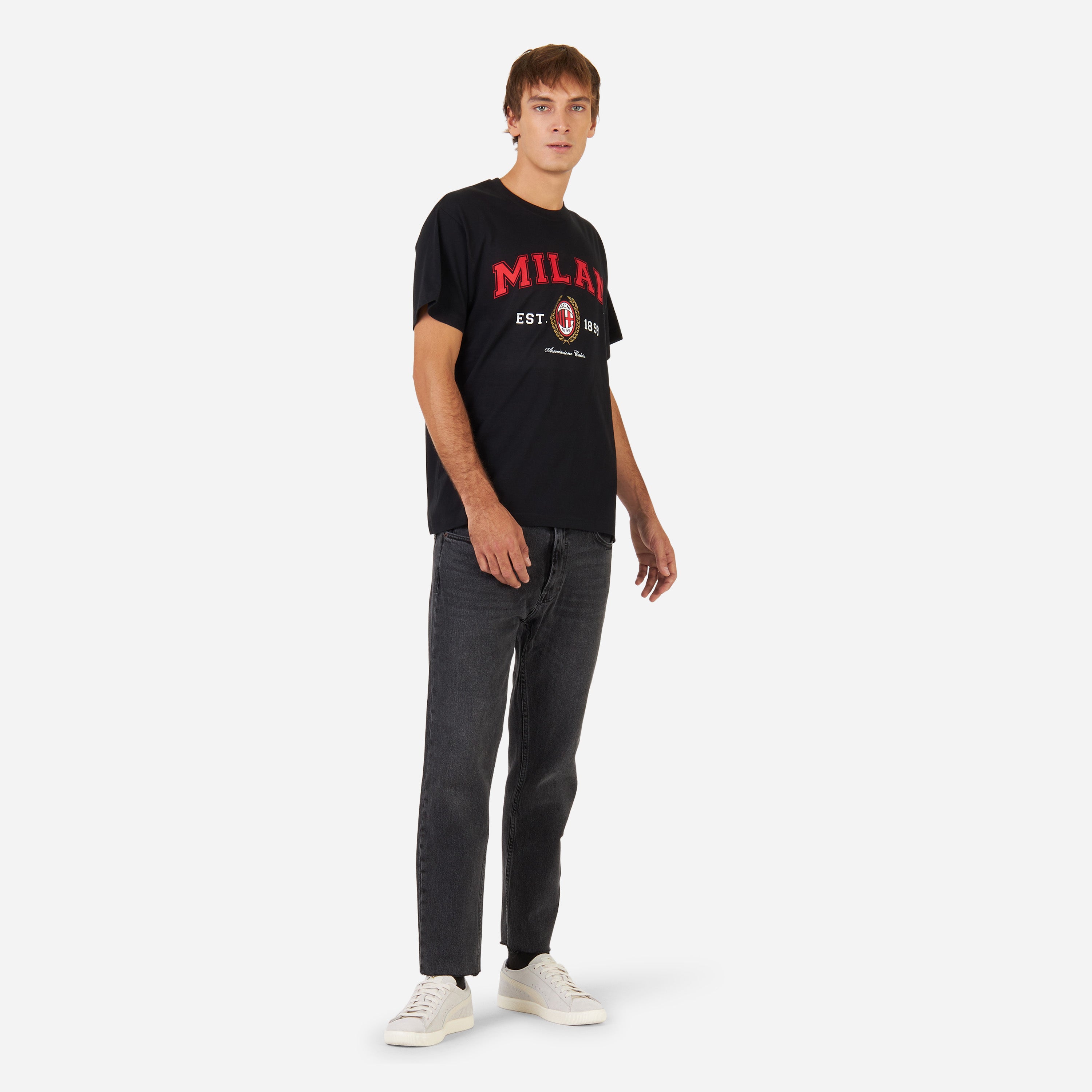 AC Milan College maglietta uomo nera cotone taglia L