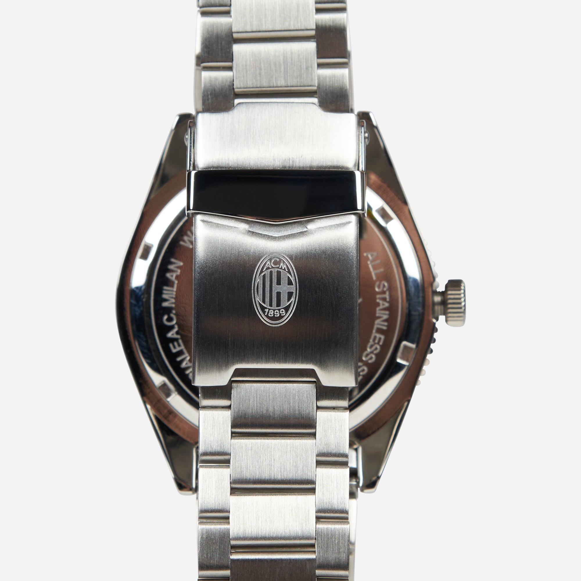 AC Milan Orologio in Acciaio Quadrante Nero Logo Ufficiale