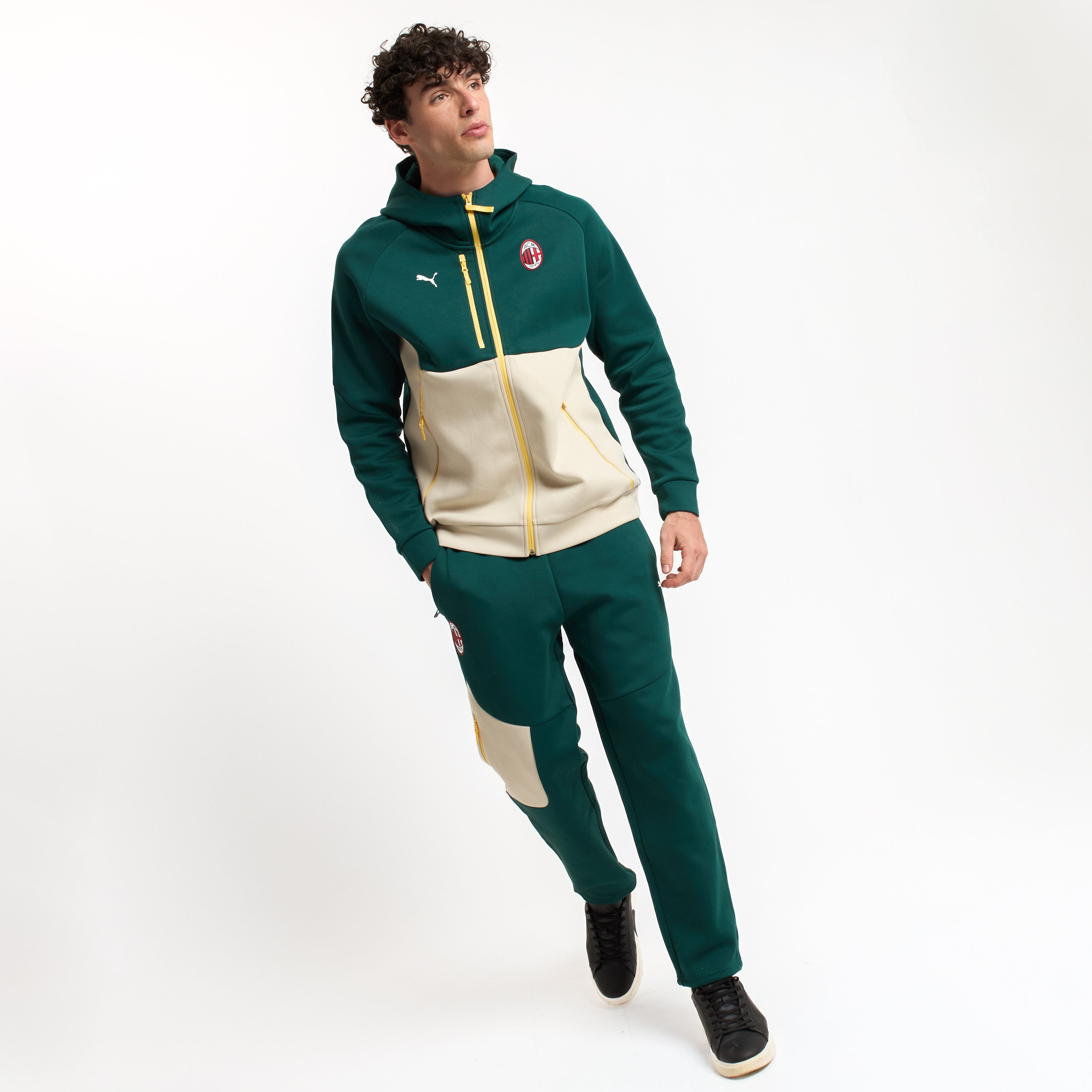 AC Milan Pumatech 2025/26 pantaloni uomo verdi tasche zip