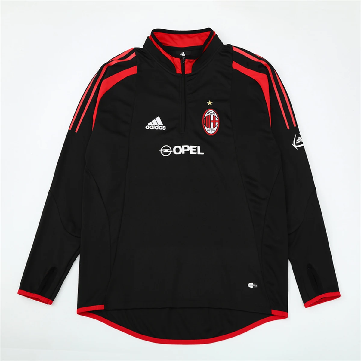 Milan 2004/05 felpa nera mezza zip retro Opel