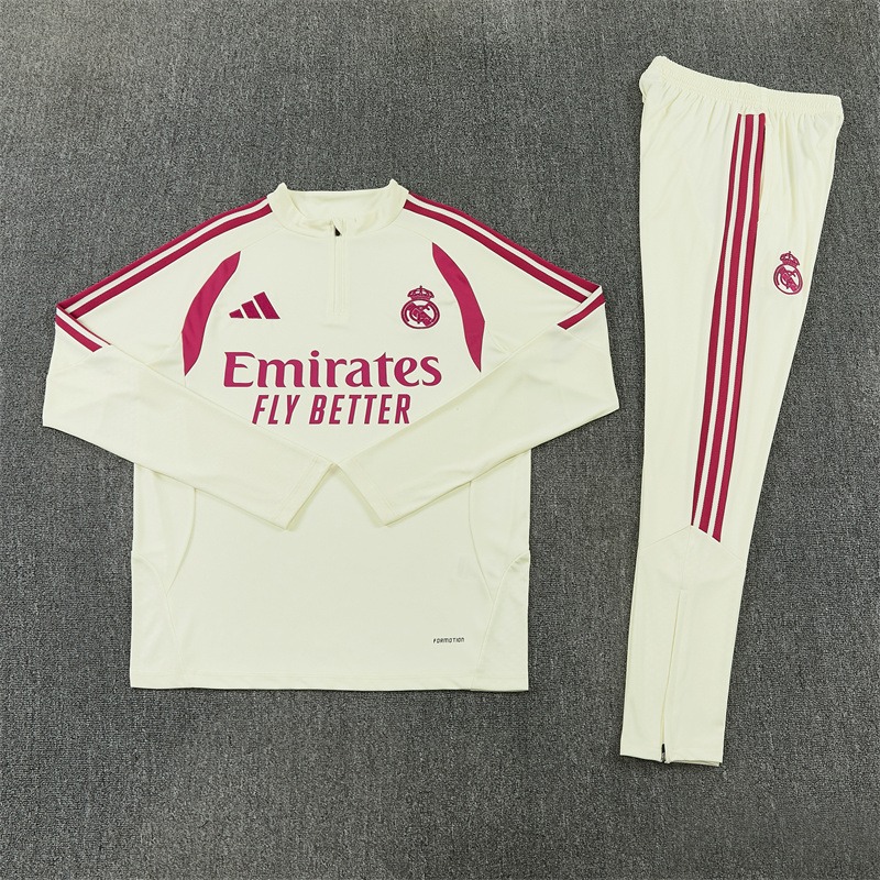 Real Madrid 2026/27 tuta crema mezza zip S-XXL stemma
