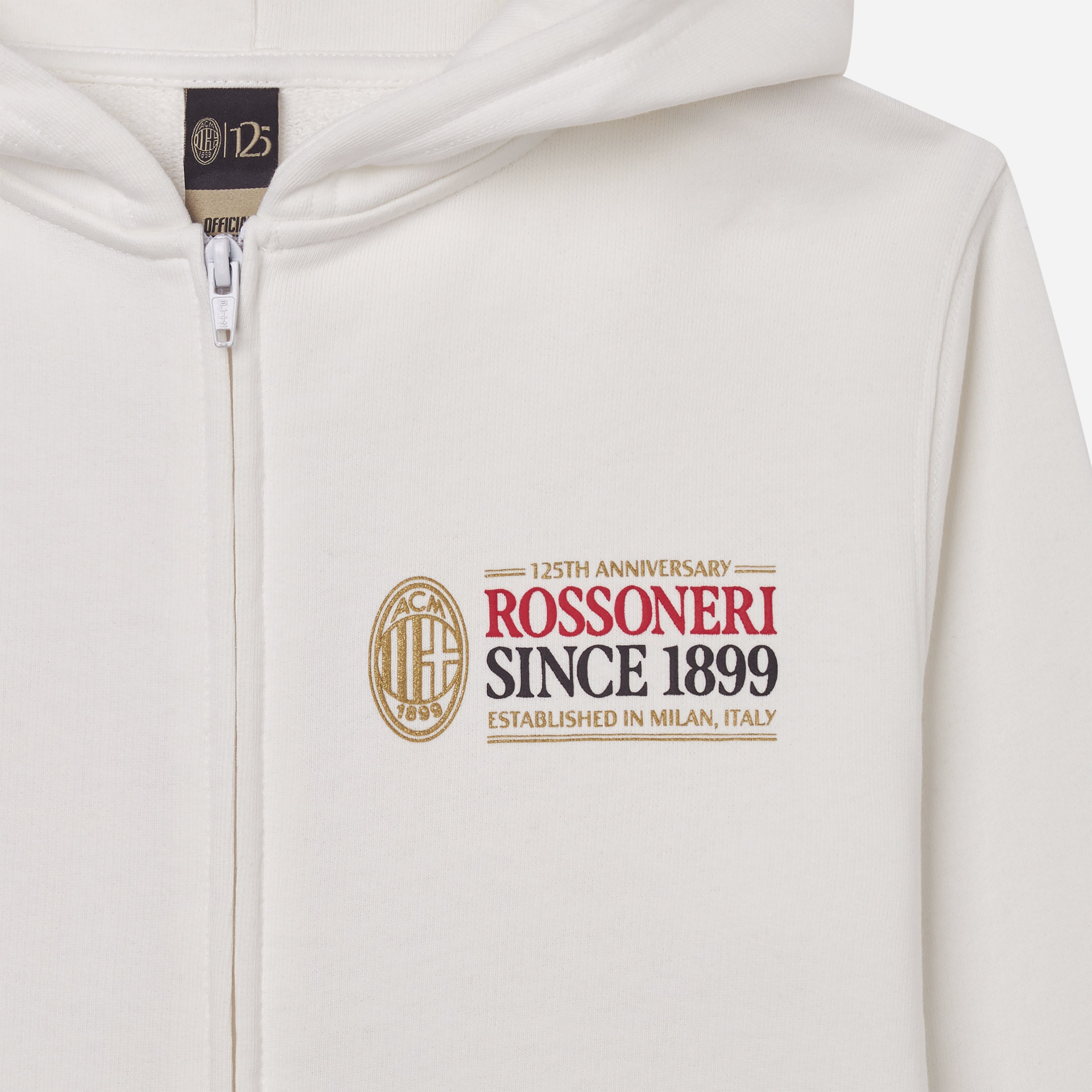 AC Milan Rossoneri Since 1899 felpa bimbo bianca zip cotone