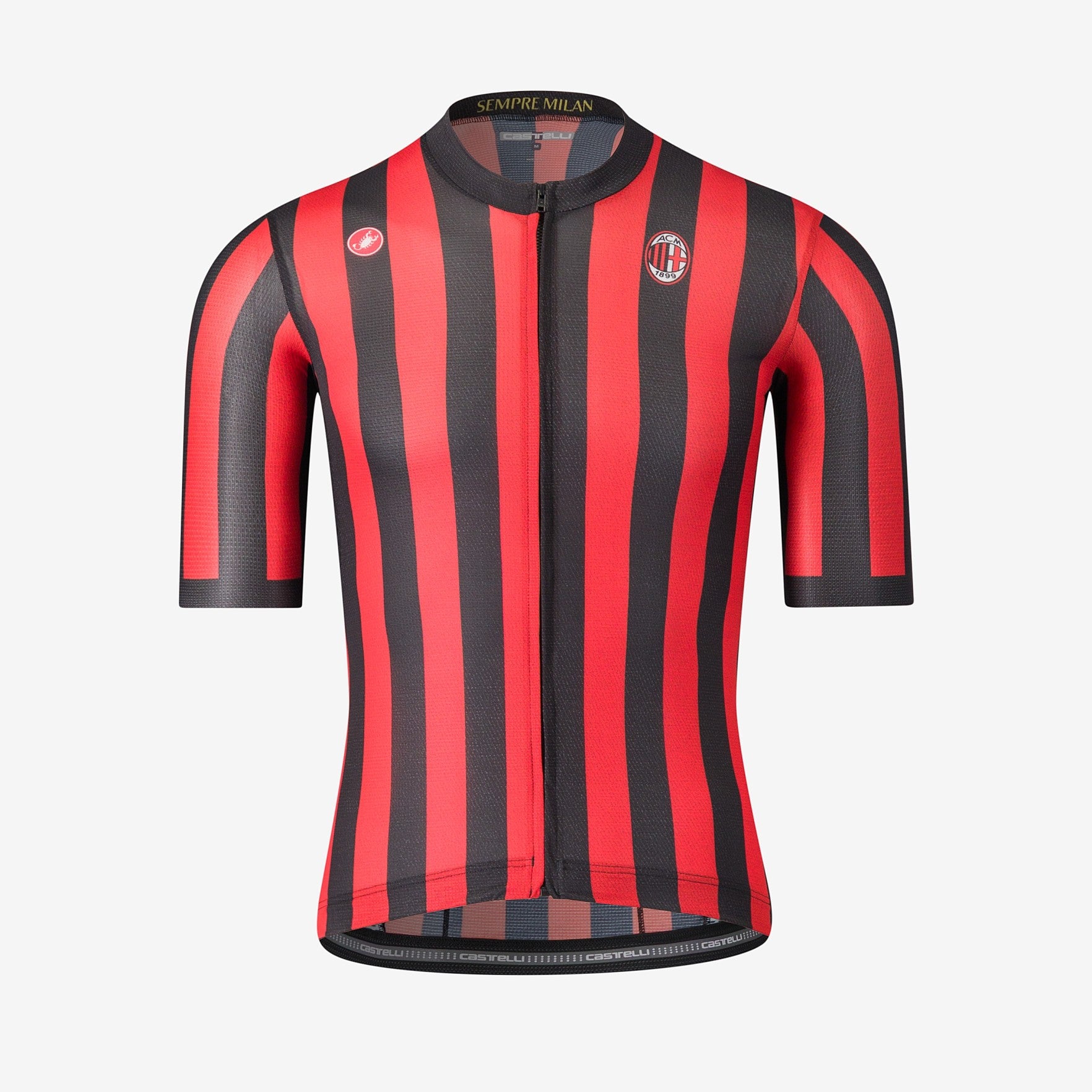 Castelli x AC Milan maglia ciclismo rossonera con zip
