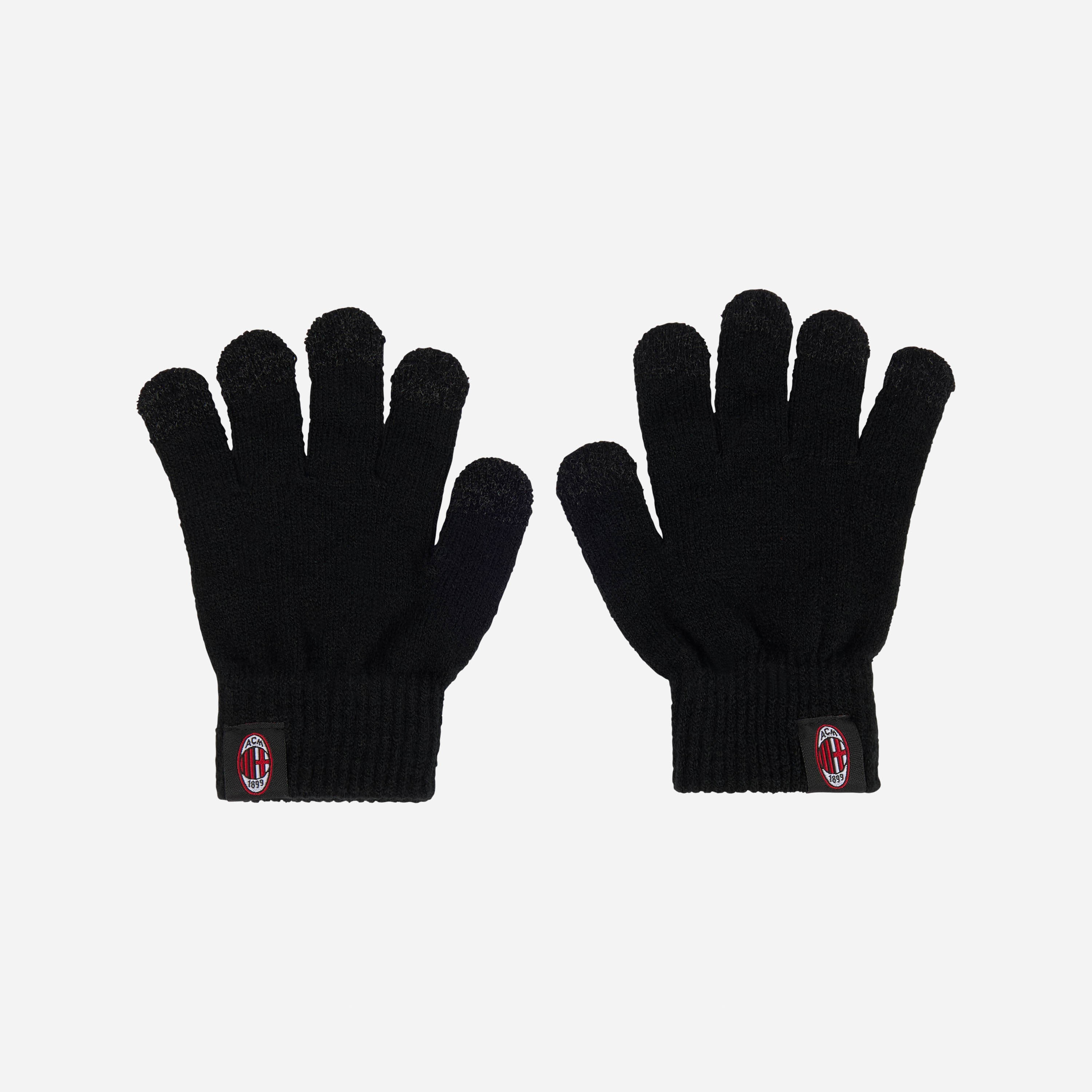 AC Milan Guanti Bambino Neri Touchscreen Invernali