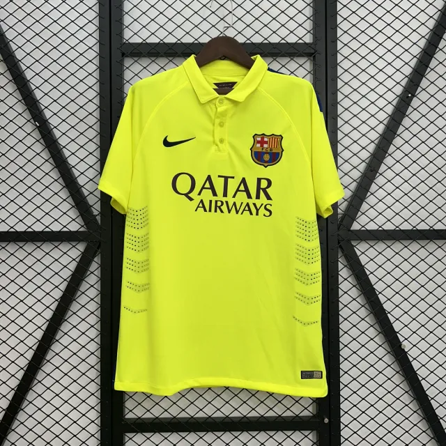 Barcellona Terza Maglia 2014/15 Retro Maglia Tifoso Gialla Fluo
