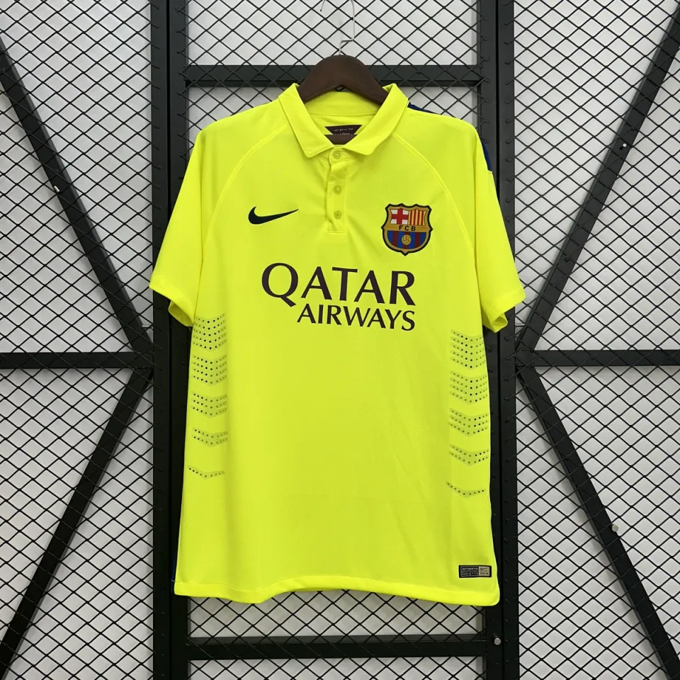 Barcellona Terza Maglia 2014/15 Retro Maglia Tifoso Gialla Fluo