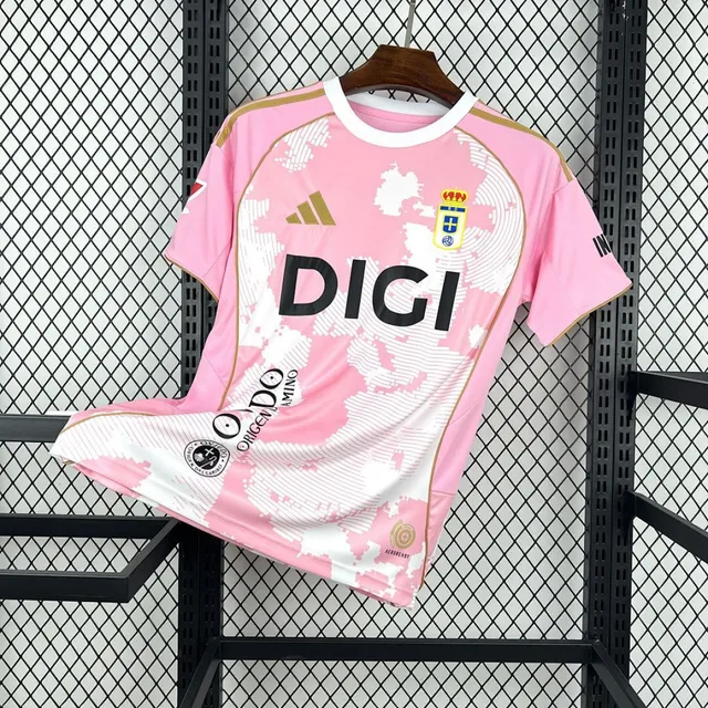 Tifoso Store Real Oviedo 2025/26 maglia rosa manica corta