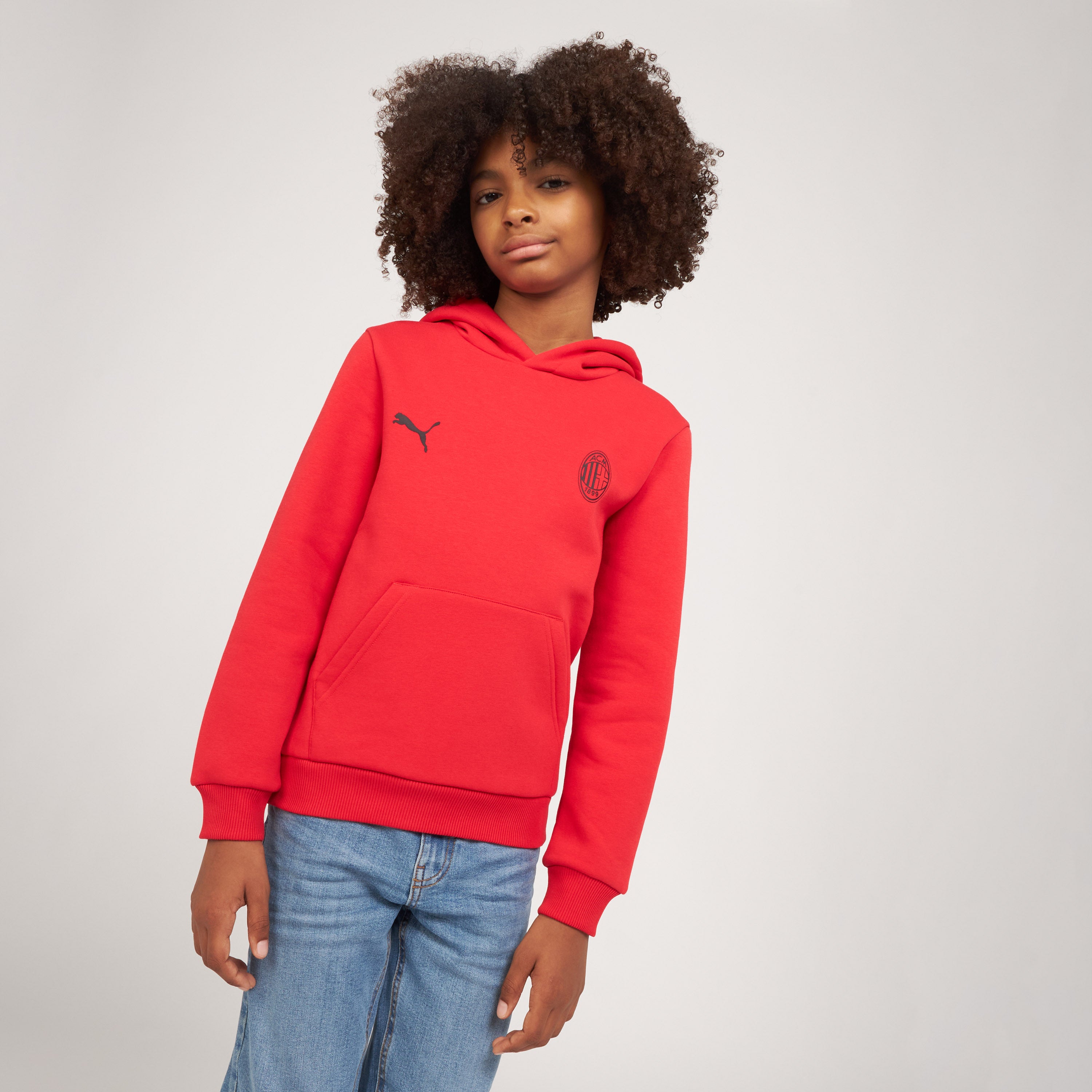 AC Milan Essential Felpa Cappuccio Bimbo Rossa 6-16 Anni