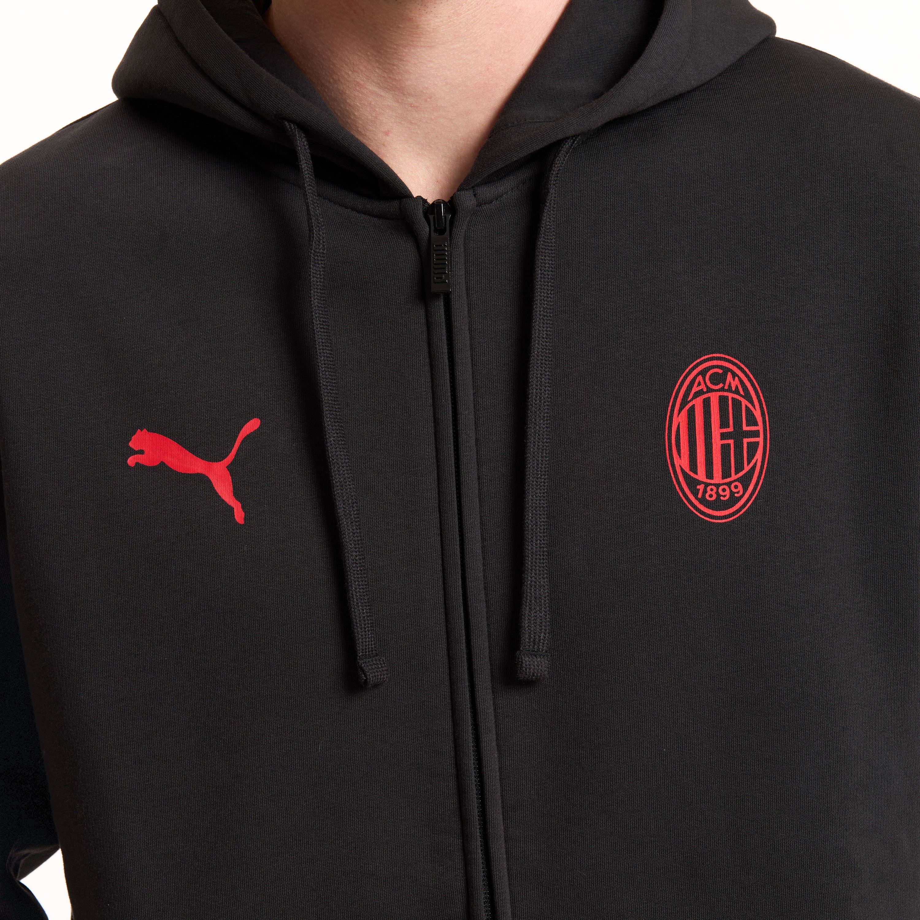 AC Milan Essential Collection Felpa con Zip Nera Uomo Cotone