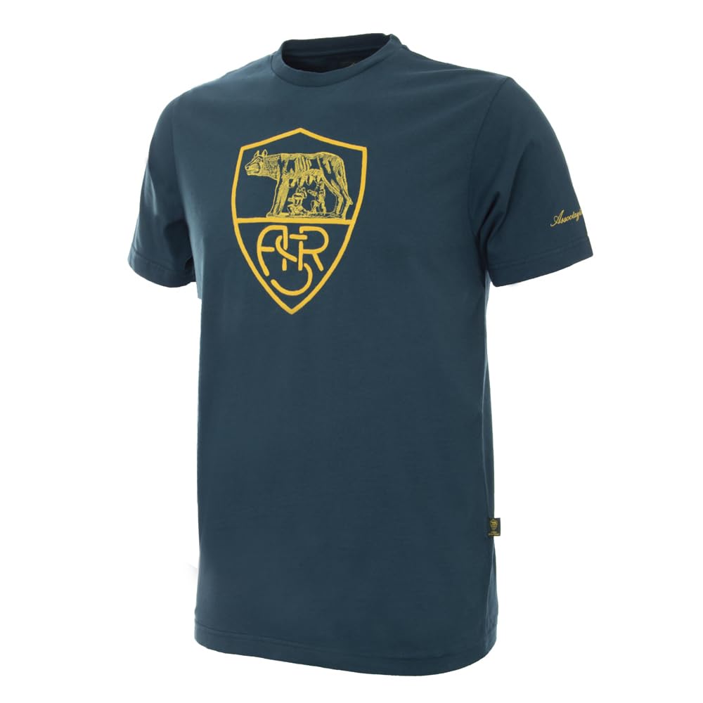 Roma Fanshop Heritage T-Shirt Maglietta Cotone Nera Ufficiale