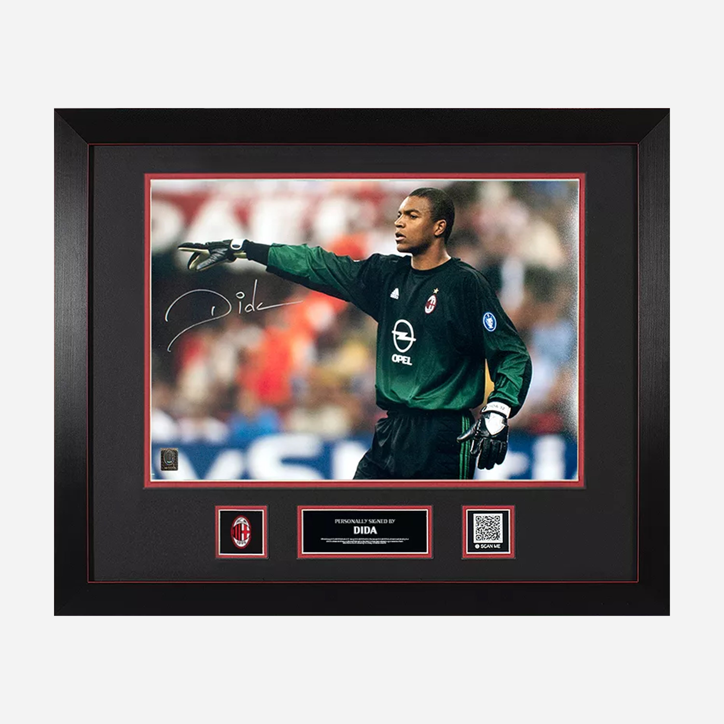 AC Milan Dida Foto Ufficiale Firmata con Cornice Memorabilia