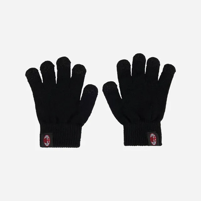 AC Milan Guanti Bambino Neri Touchscreen Invernali