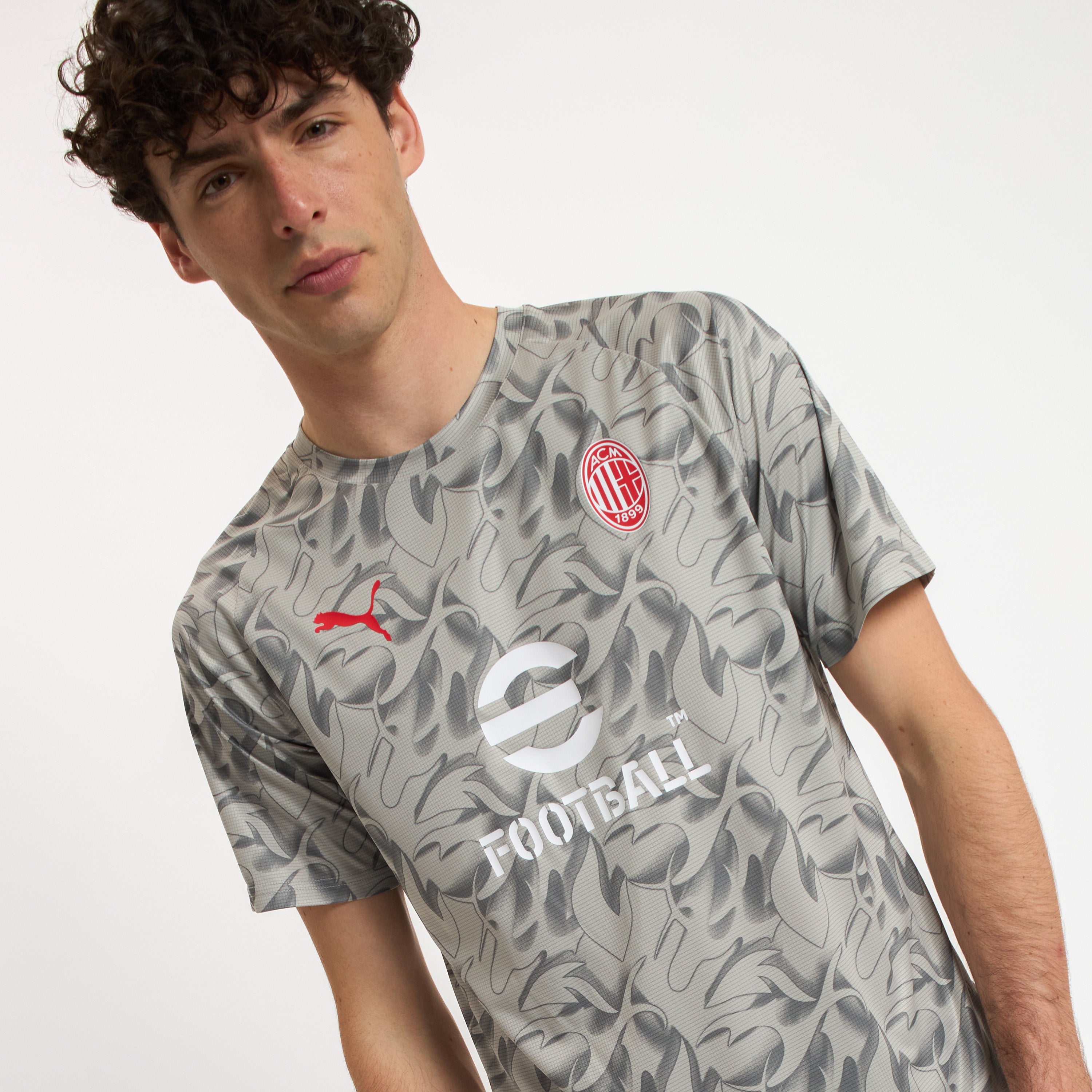 Milan Prematch 2025/26 maglia grigia uomo poliestere riciclato