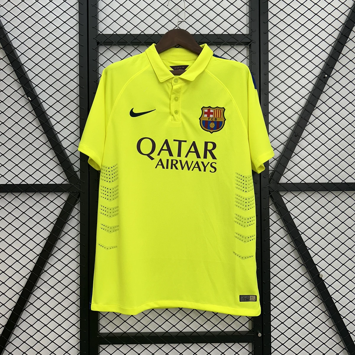 Barcellona Terza Maglia 2014/15 Retro Maglia Tifoso Gialla Fluo
