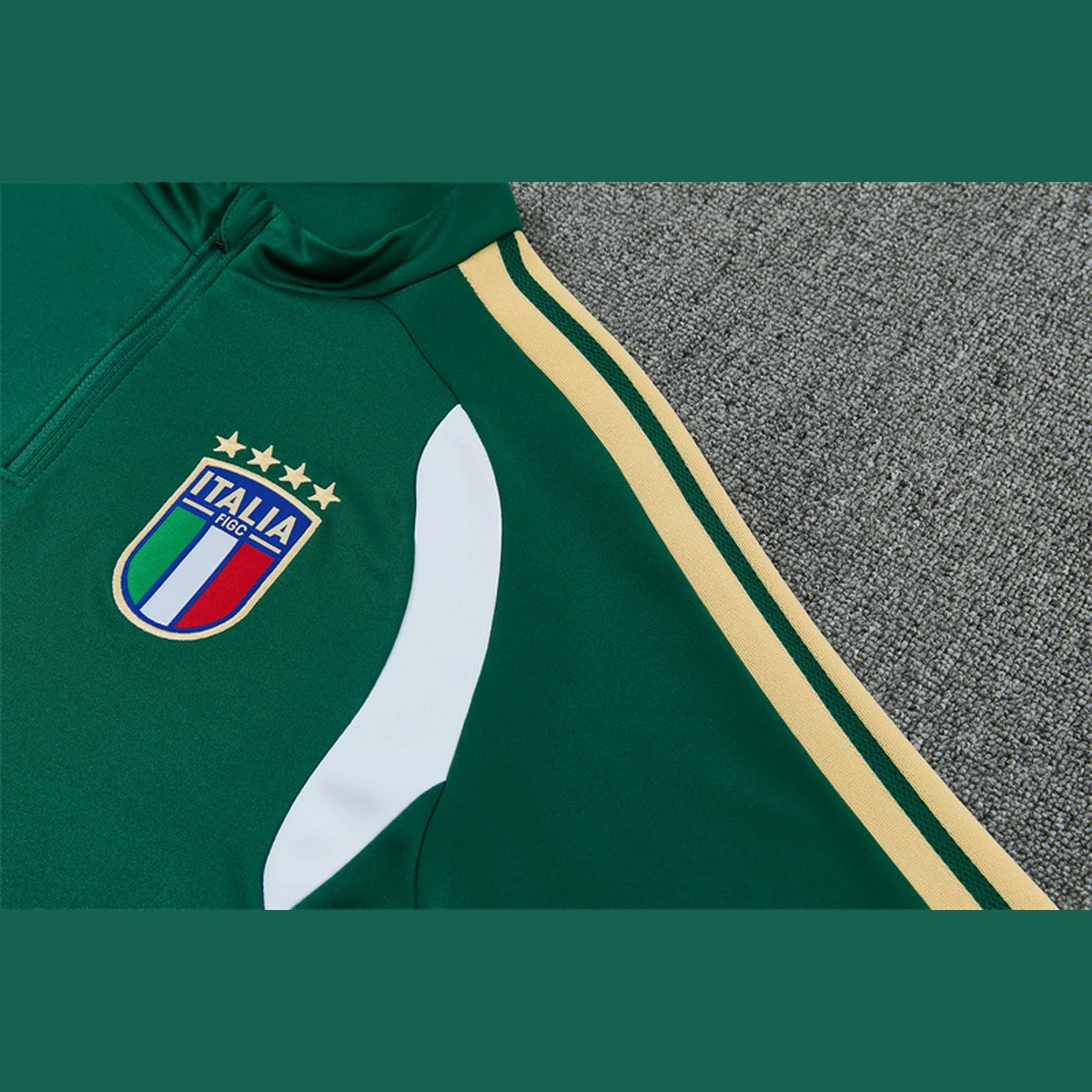 Italia 2026/27 tuta verde mezza zip S-XXL maniche bianche