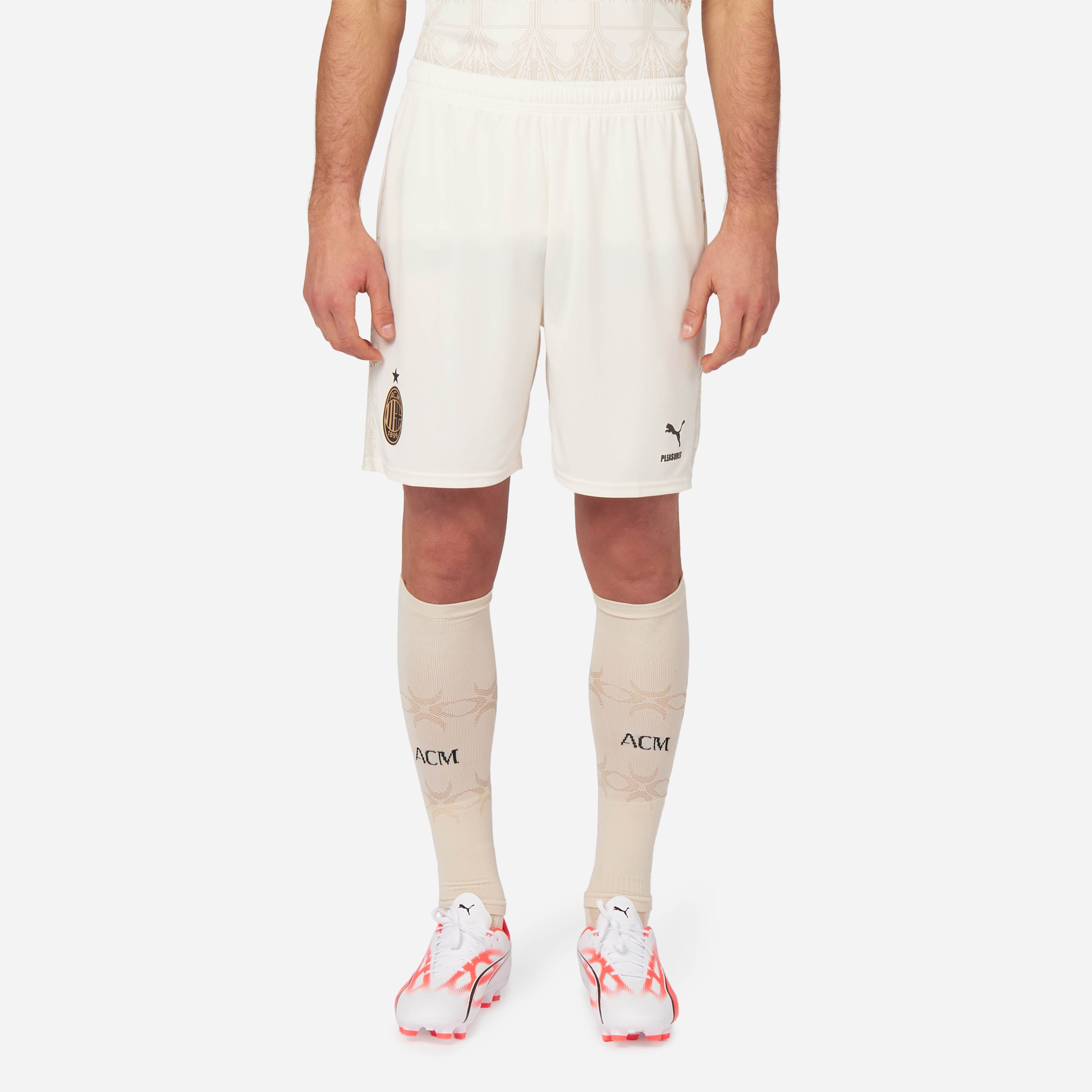 AC Milan Kit Gara Pleasures 2023/24 Pantaloncini Uomo Chiaro