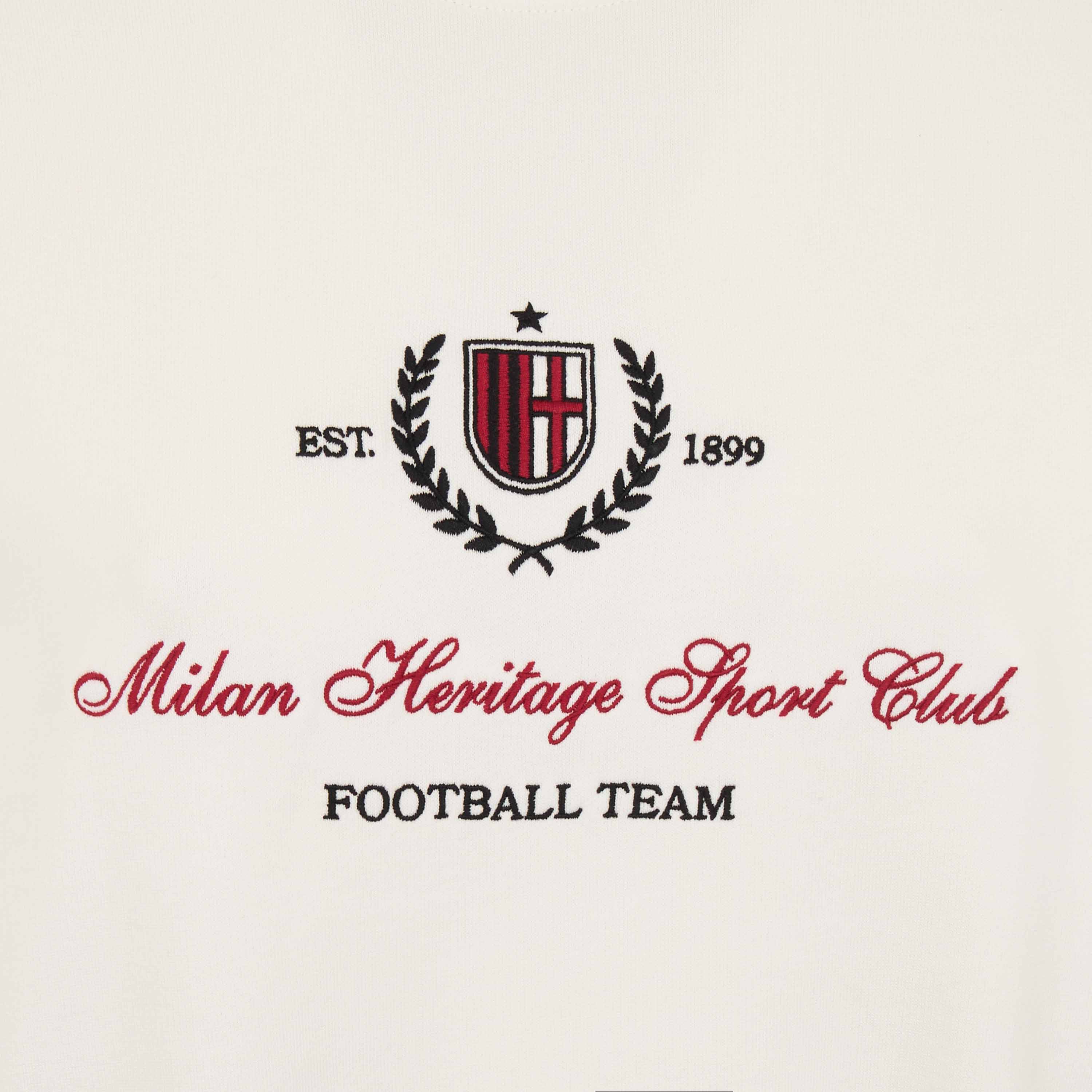 AC Milan Felpa Donna Bianca Girocollo Ricamo Cotone
