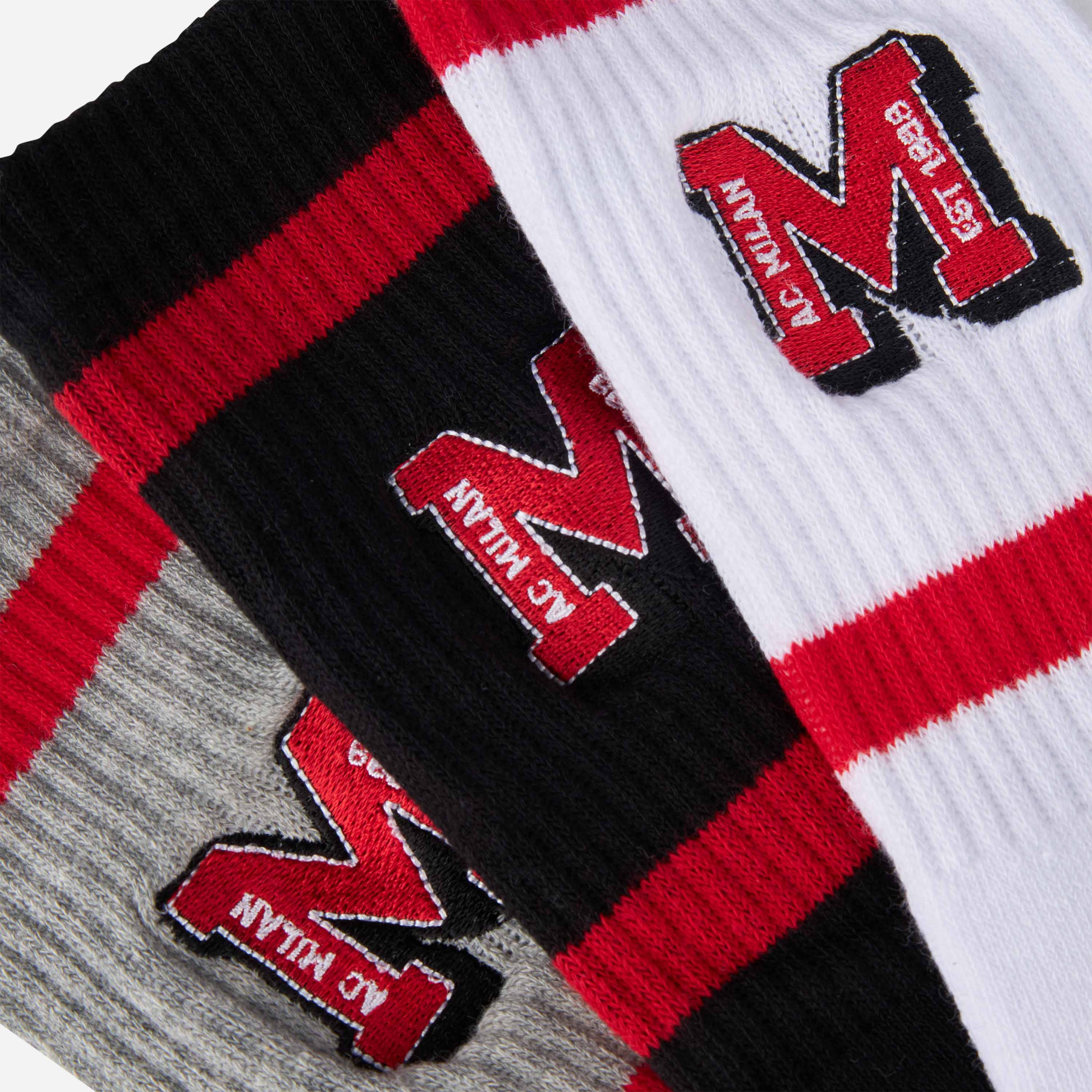 AC Milan College calzini box 3 paia neri cotone