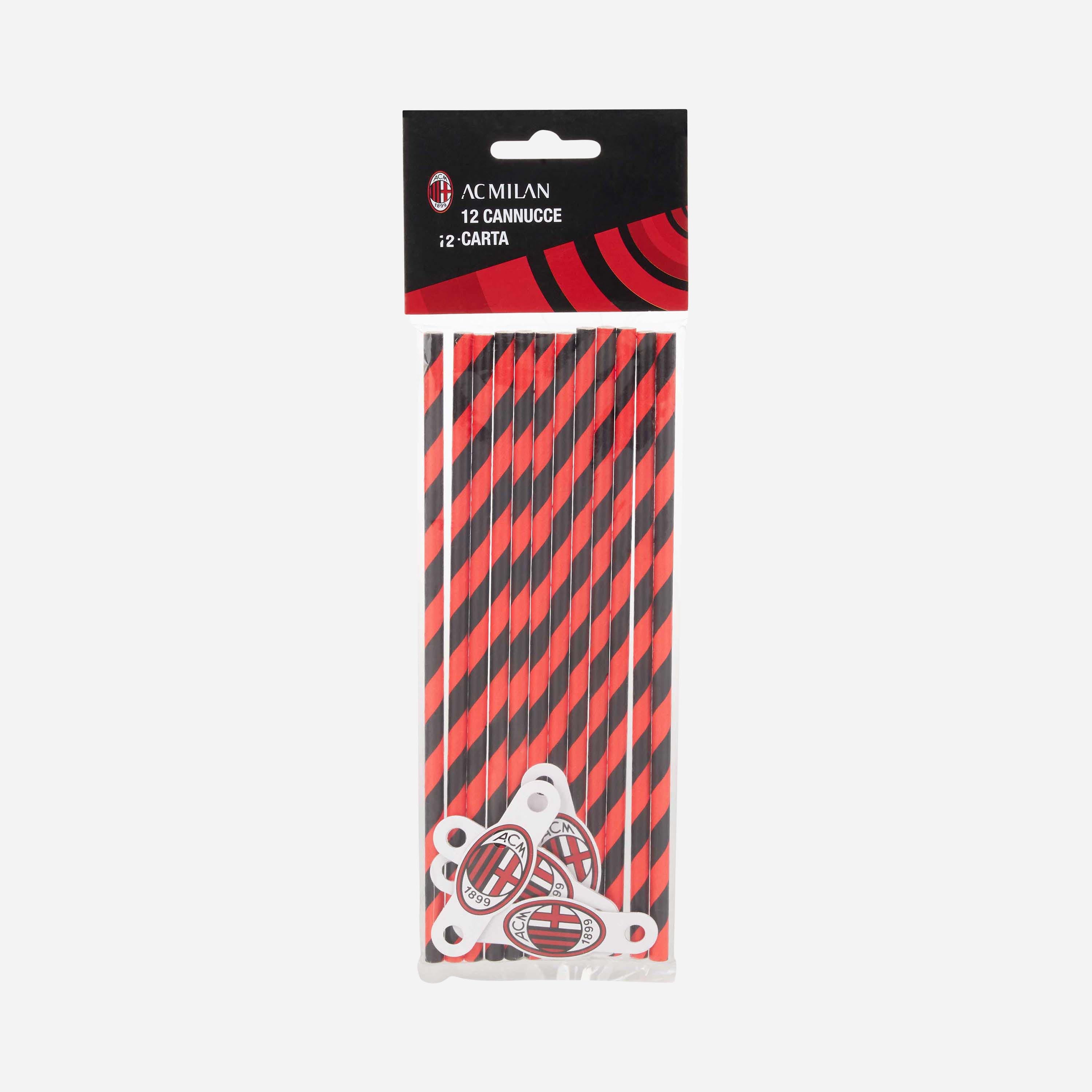 AC Milan Accessori Cannucce Carta 12 Pezzi 19,5 cm Festa