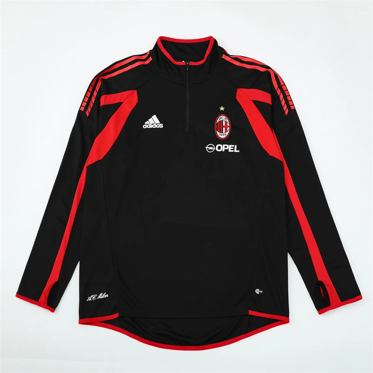 Felpe Milan Nera Retro Mezza Zip 2005/06 Felpa Opel