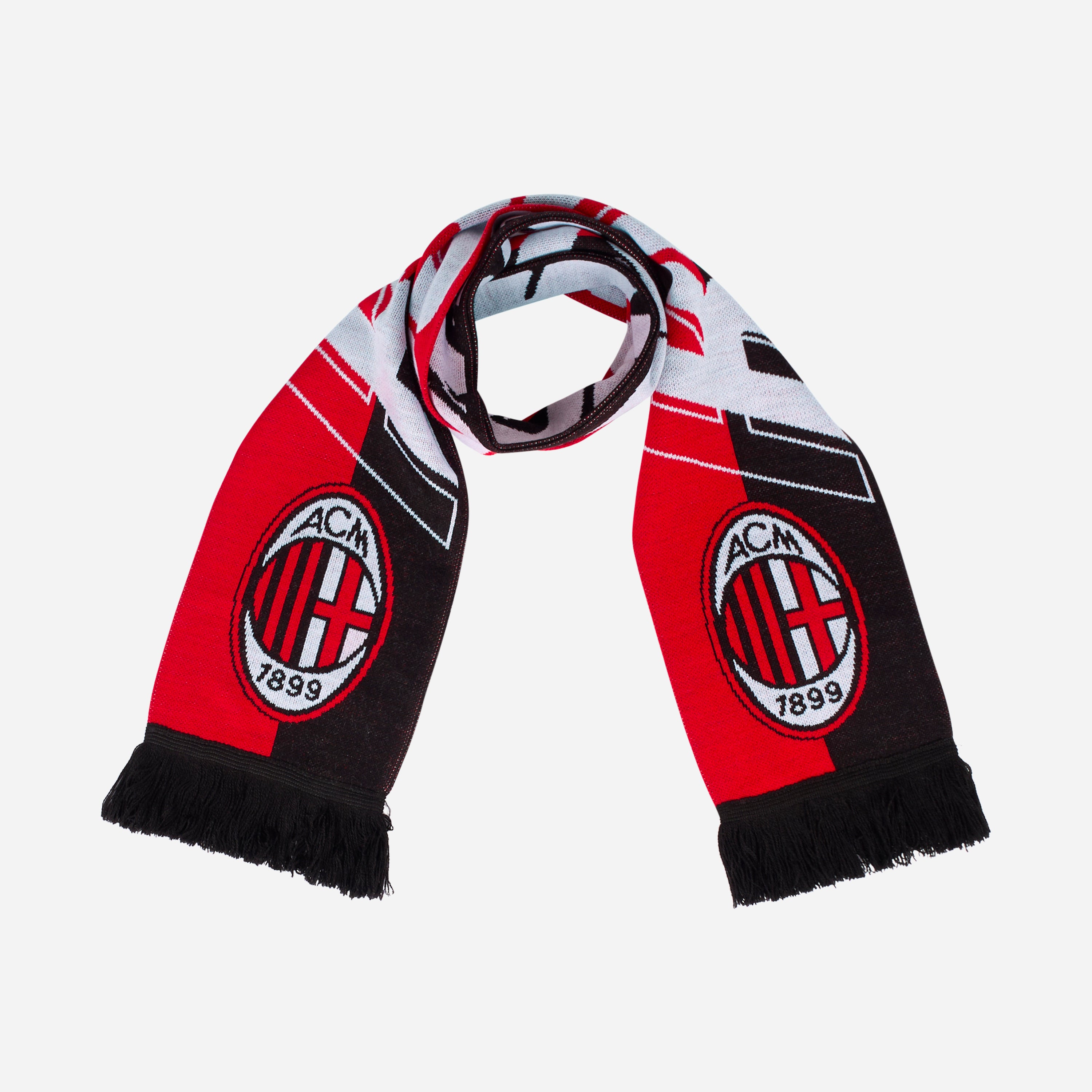 AC Milan Sciarpa Rossoneri a Righe Rossonera Frange Nere